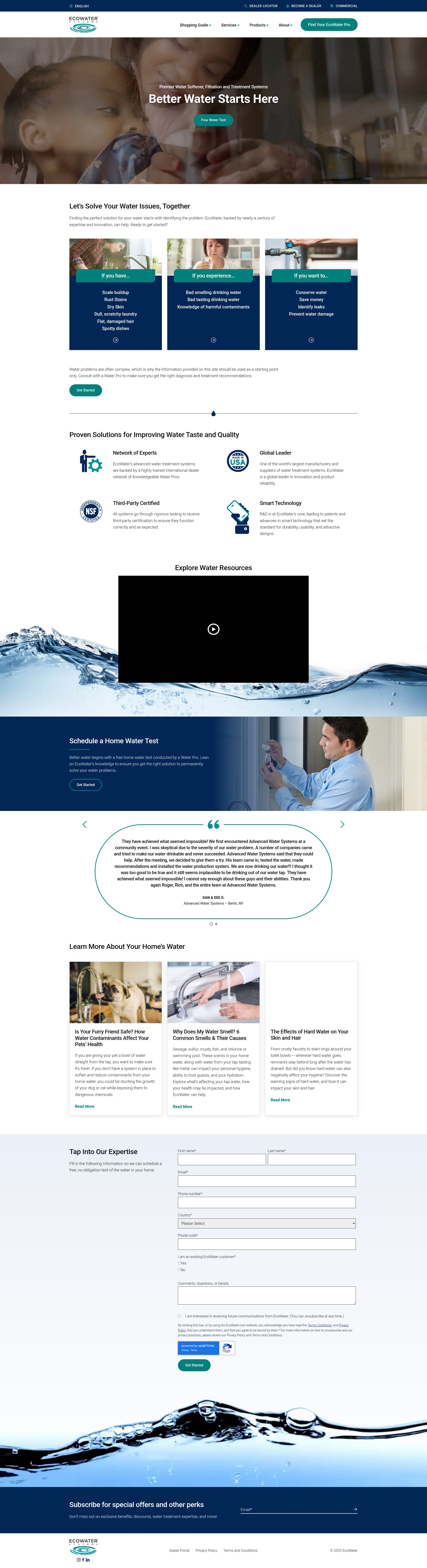 Screenshot of www.ecowater.com