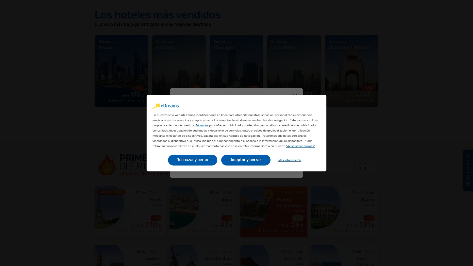 Screenshot of www.edreams.es
