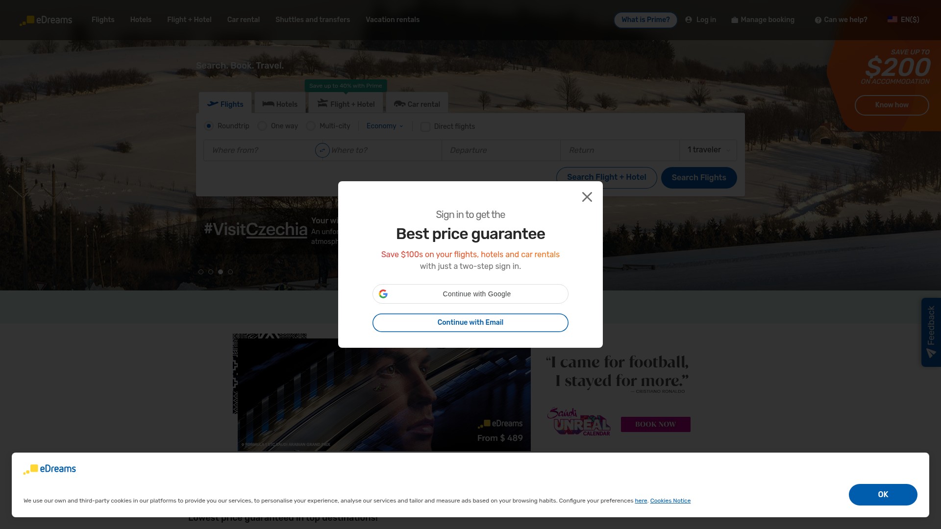 Screenshot of www.edreams.net