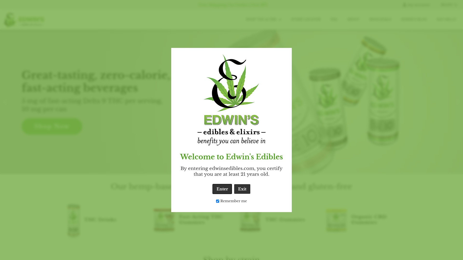 Screenshot of www.edwinsedibles.com