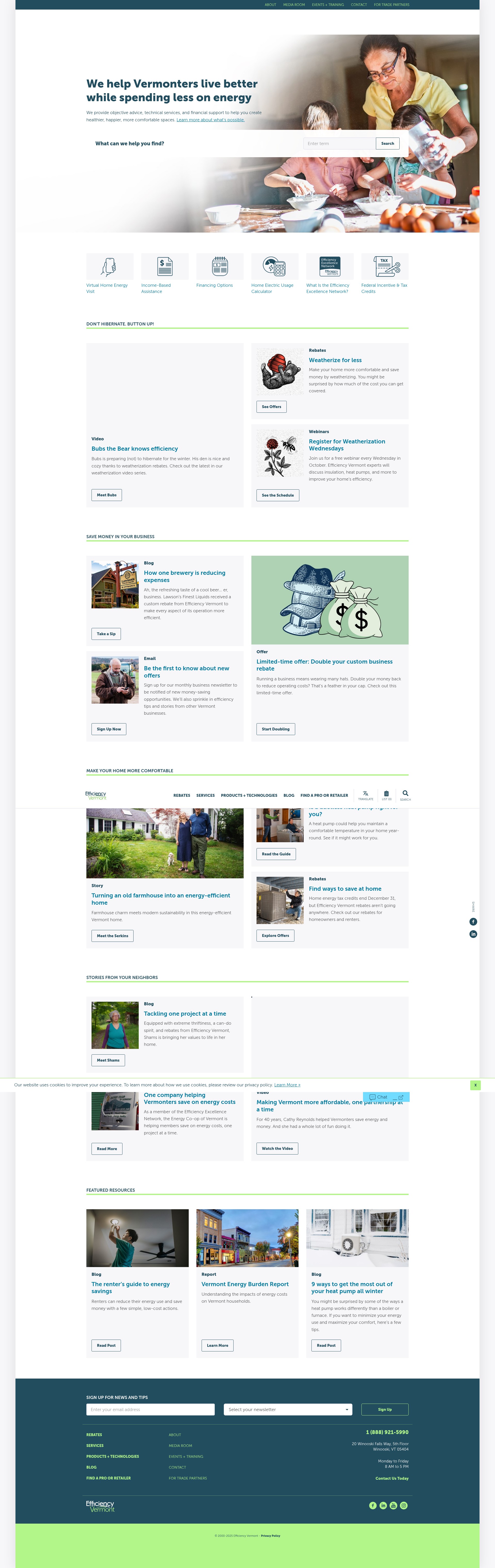 Screenshot of www.efficiencyvermont.com