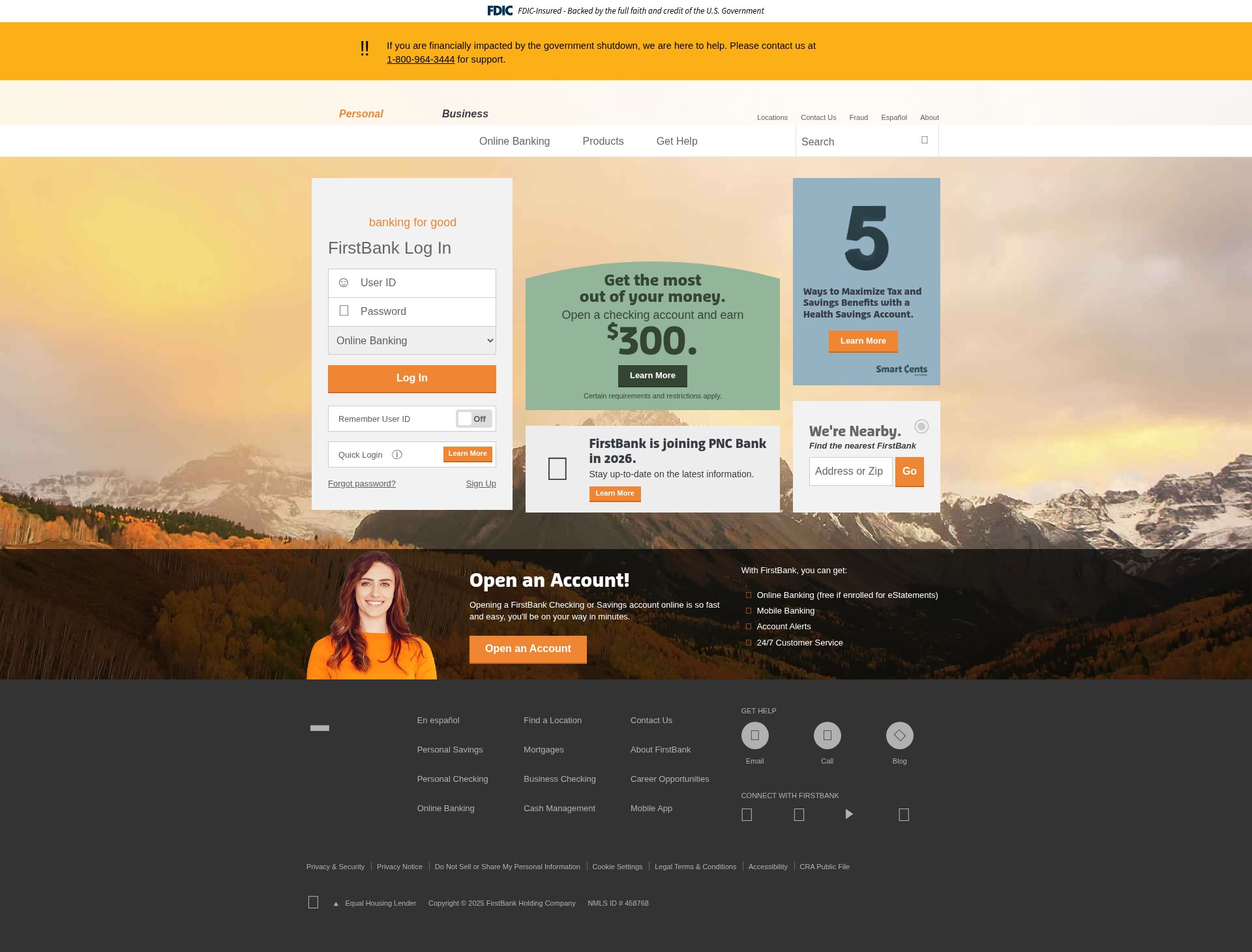 Screenshot of www.efirstbank.com