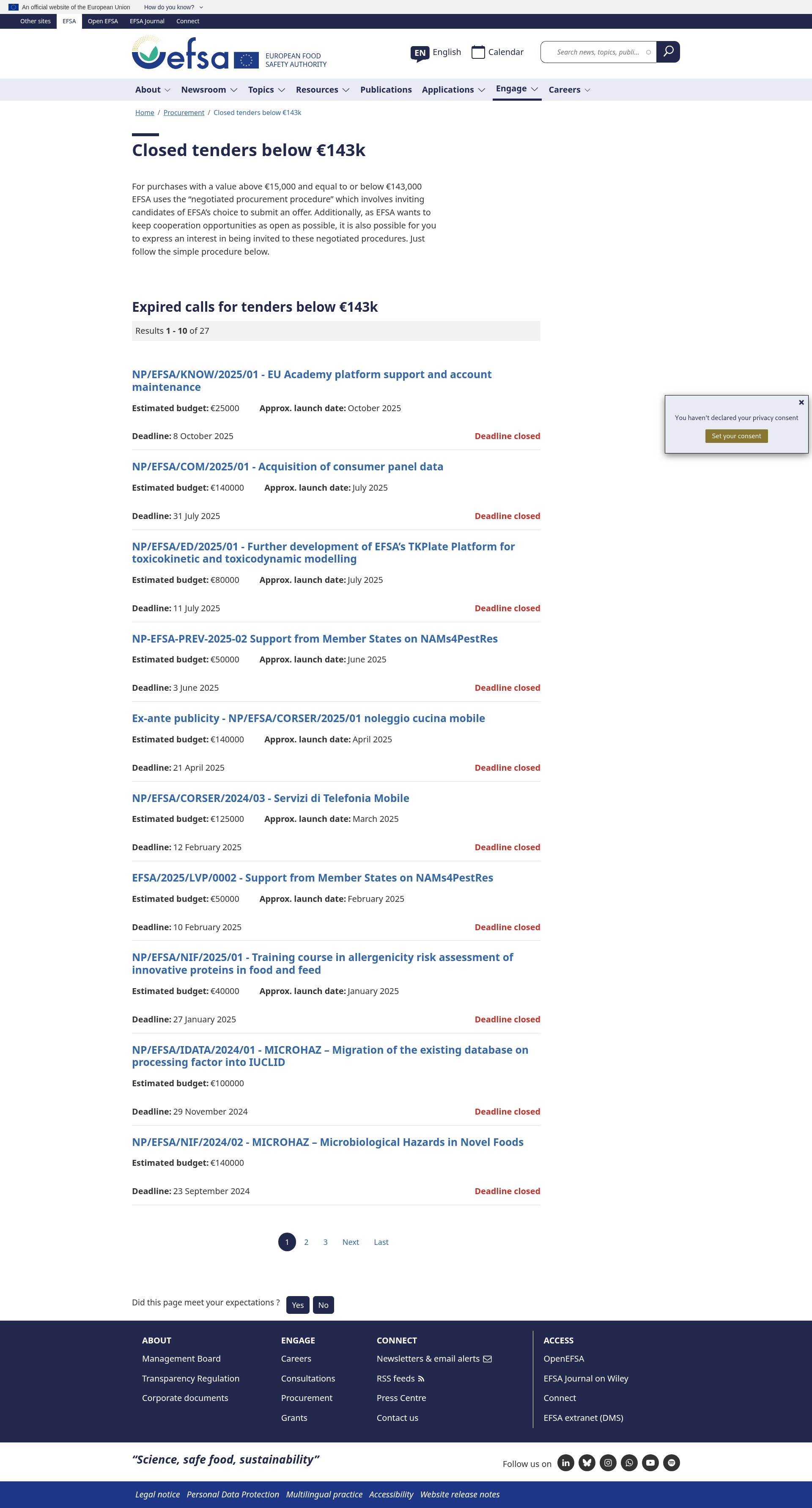 Screenshot of www.efsa.europa.eu