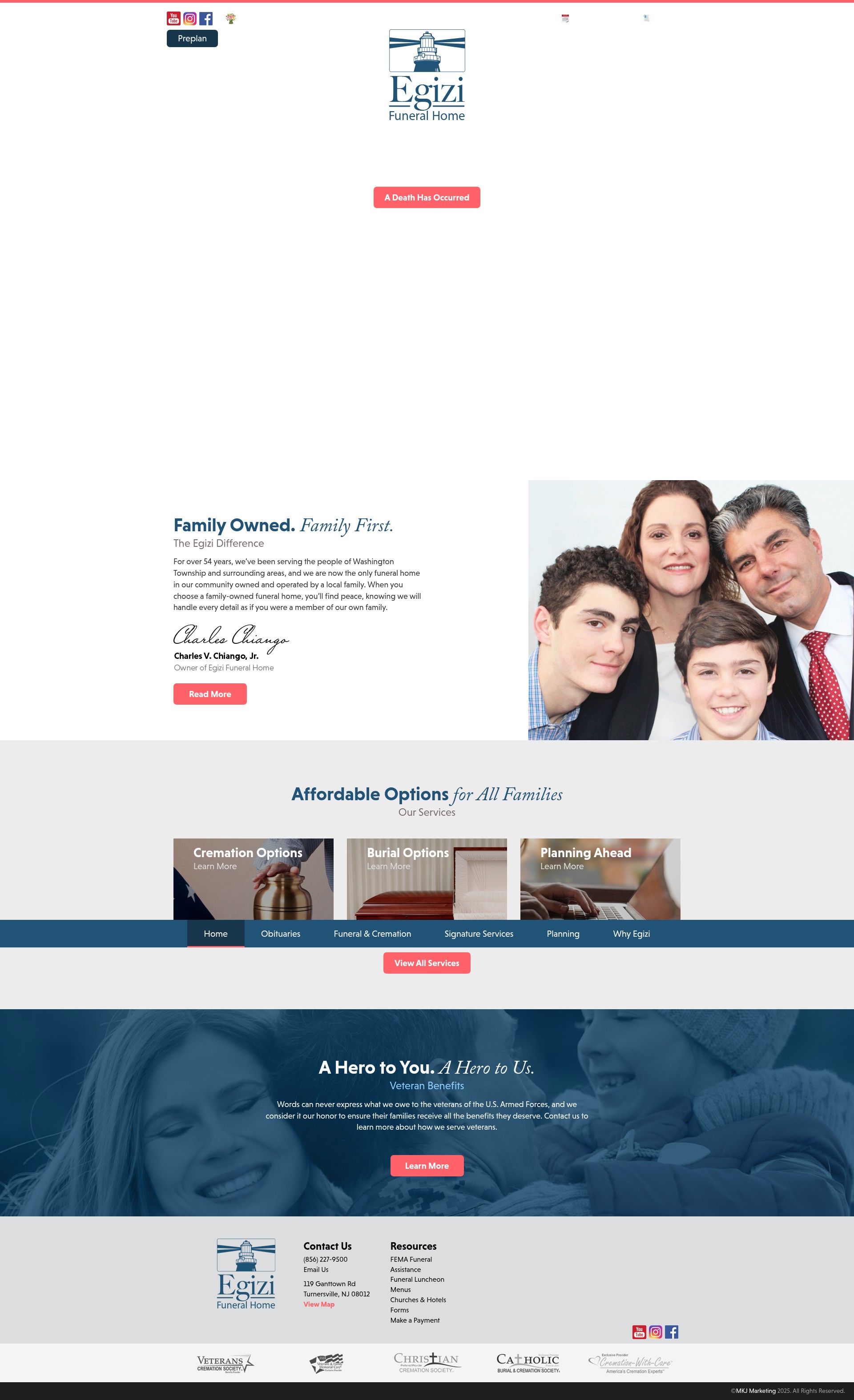 Screenshot of www.egizifuneral.com