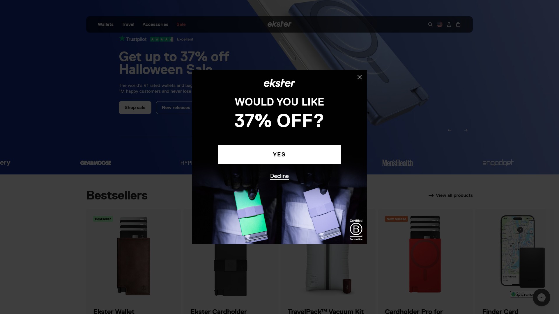 Screenshot of www.ekster.com