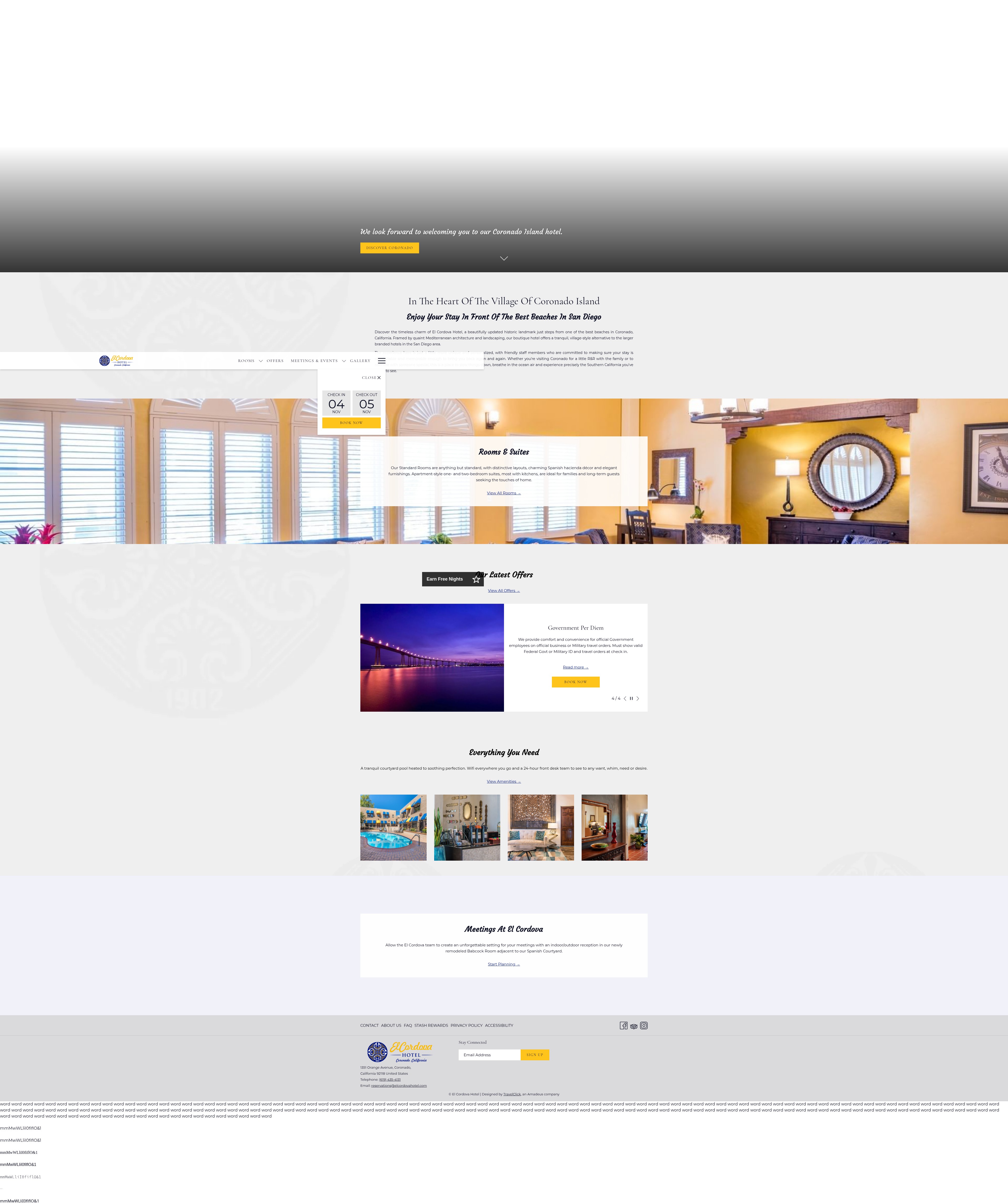 Screenshot of www.elcordovahotel.com