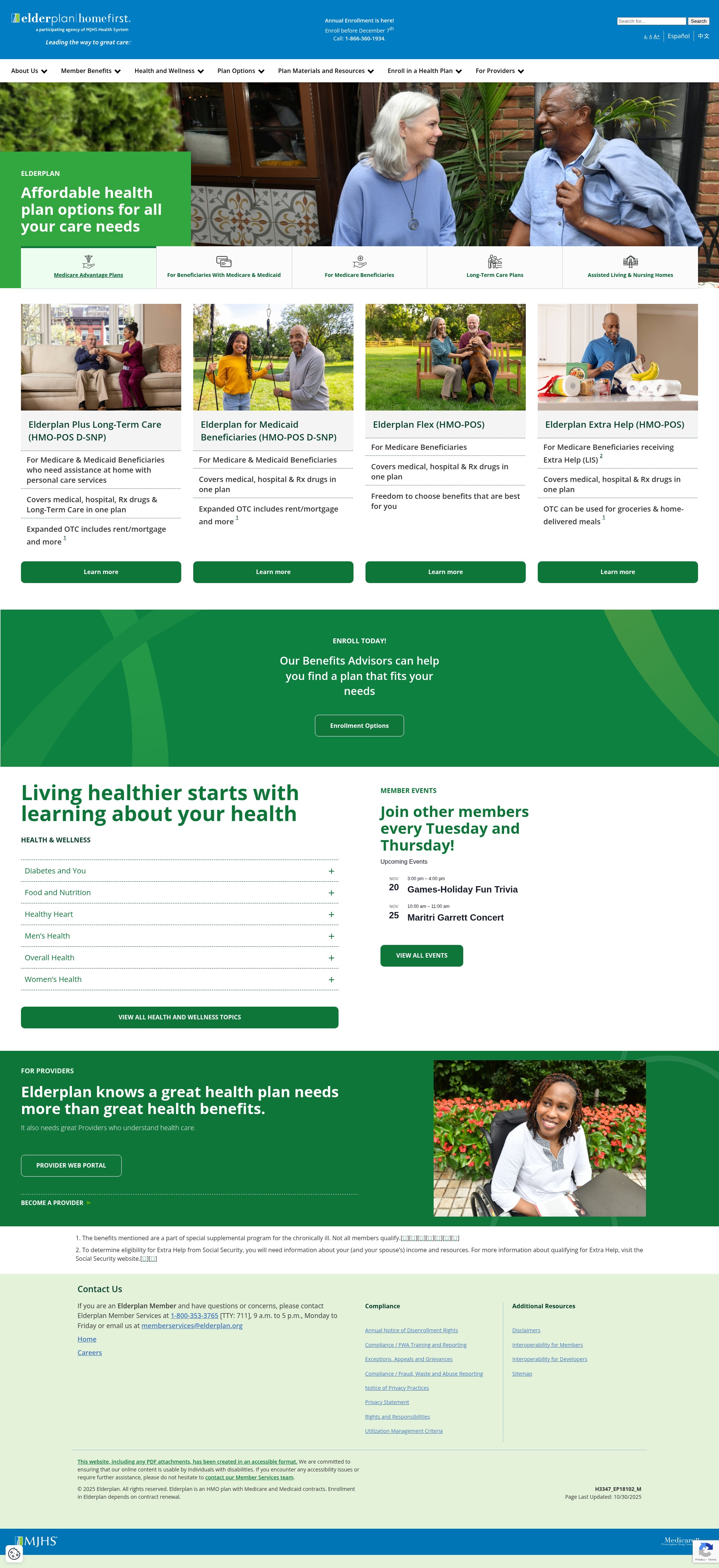 Screenshot of www.elderplan.org