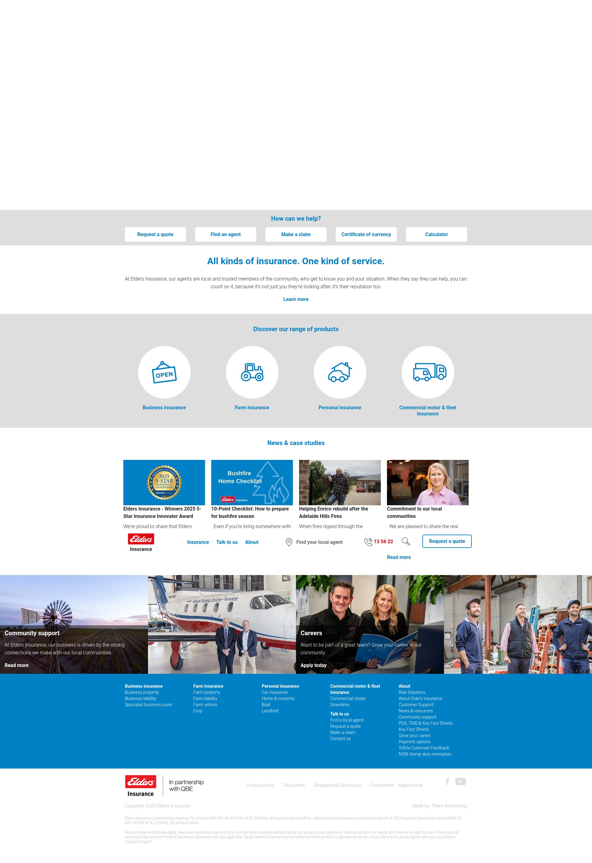 Screenshot of www.eldersinsurance.com.au