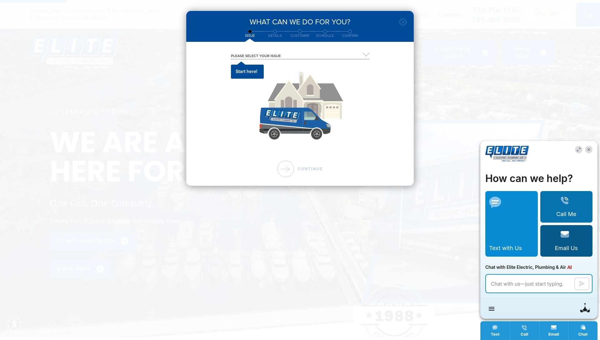 Screenshot of www.eliteelectricandair.com