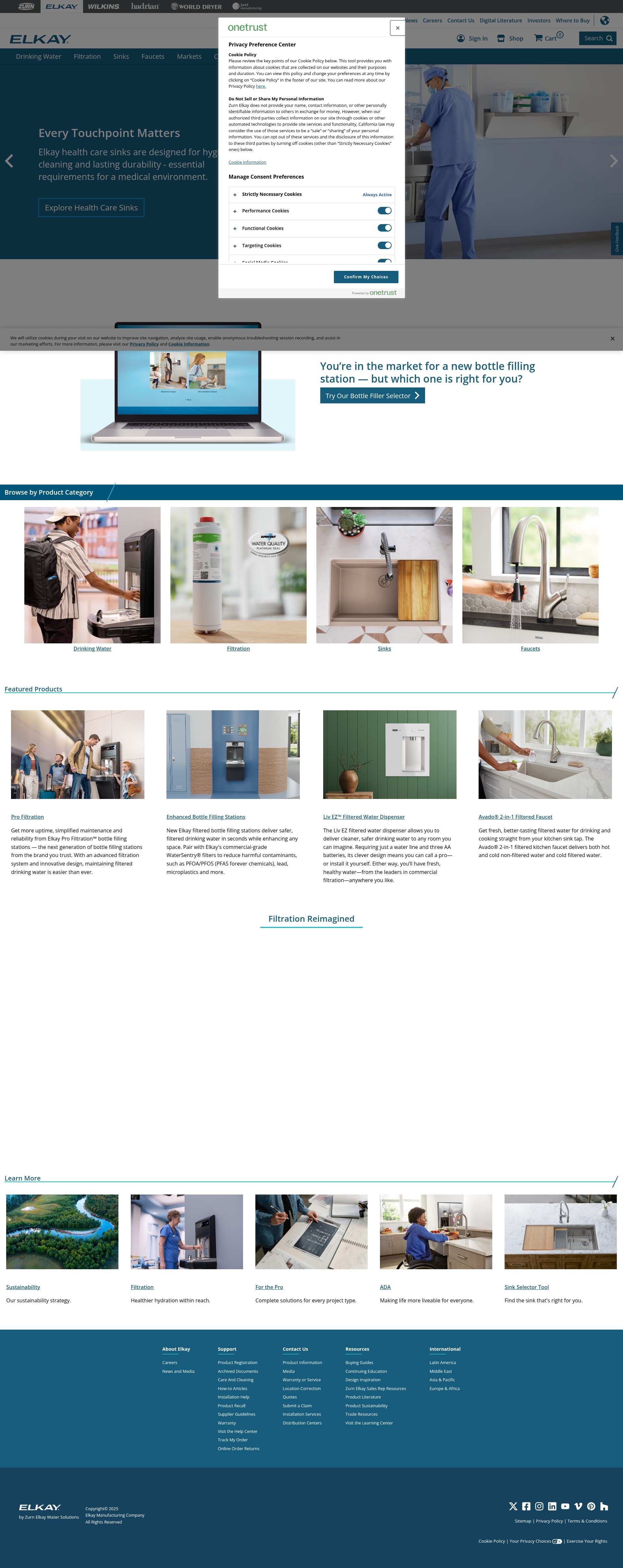 Screenshot of www.elkay.com