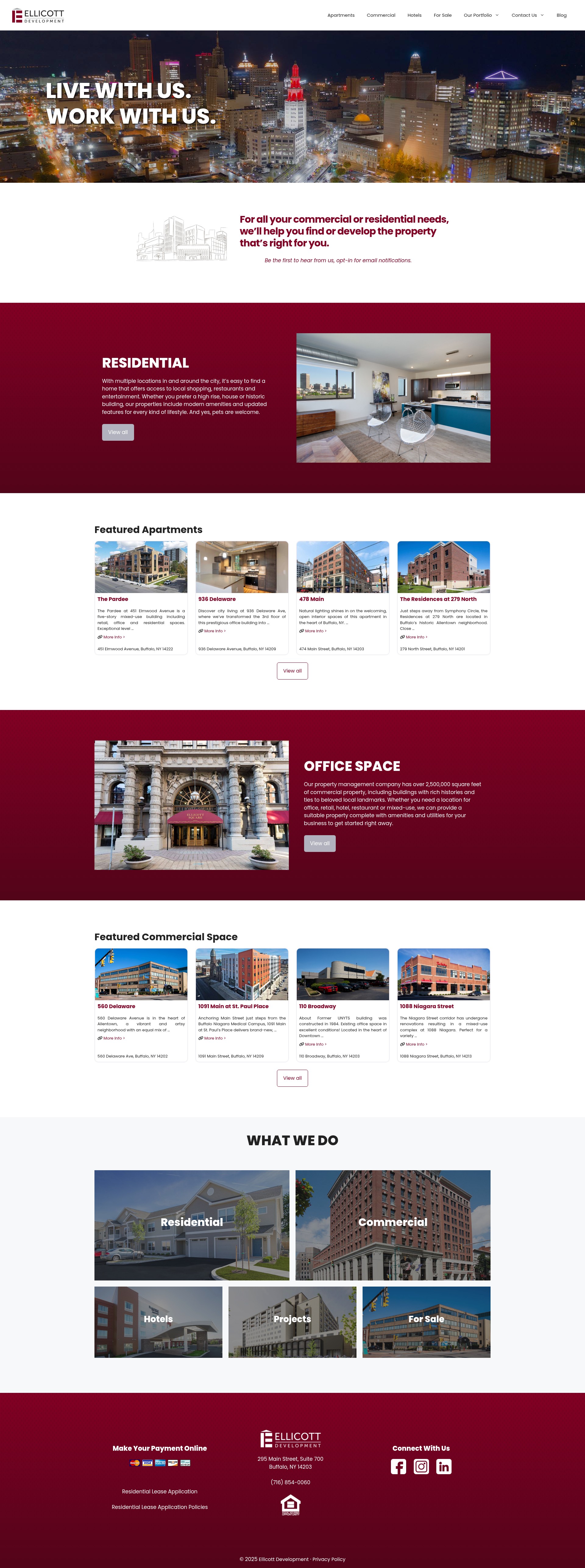 Screenshot of www.ellicottdevelopment.com