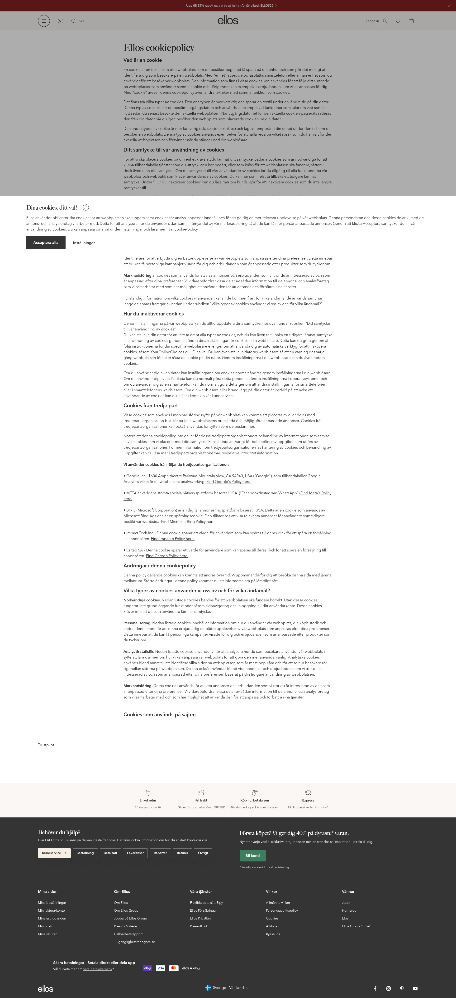 Screenshot of www.ellos.se