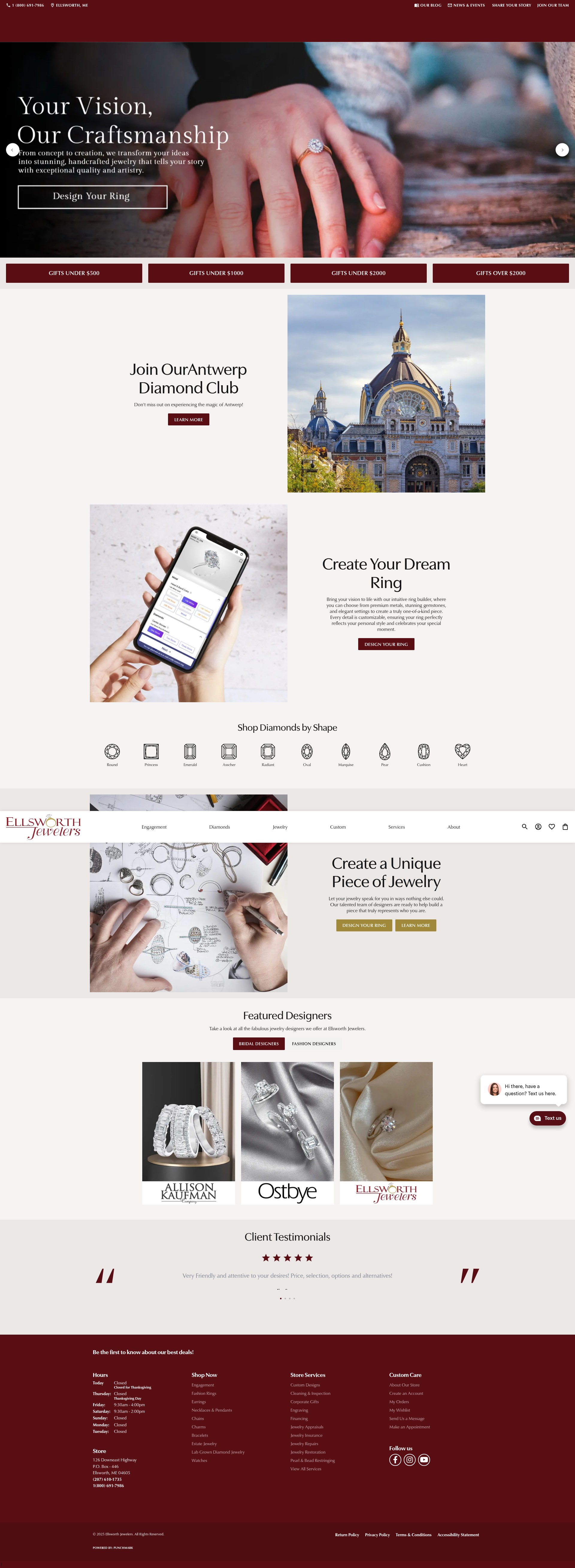 Screenshot of www.ellsworthjewelers.com