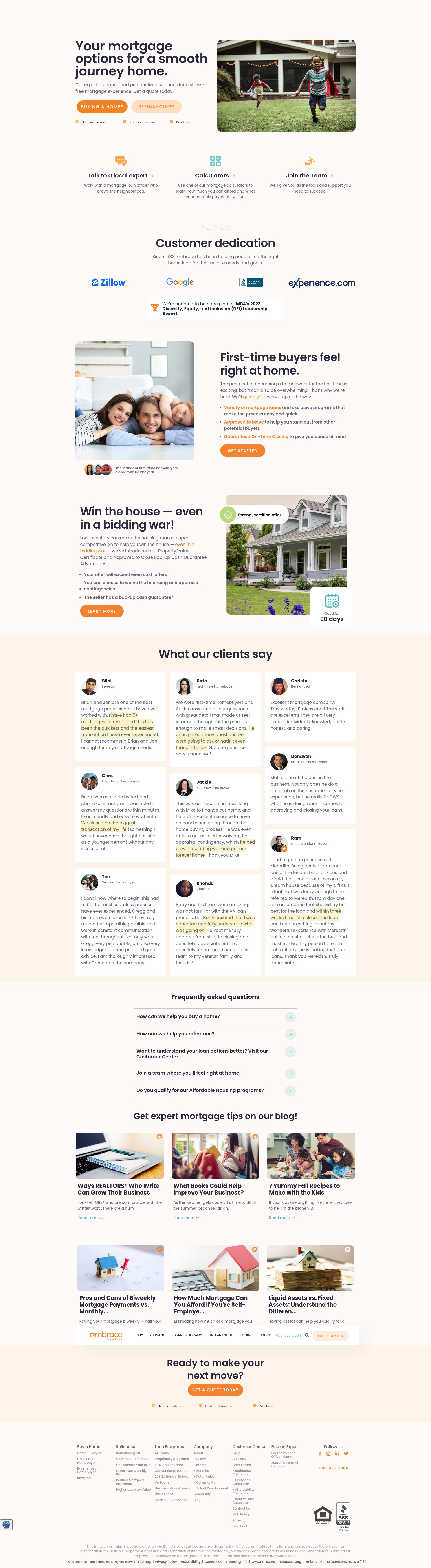 Screenshot of www.embracehomeloans.com