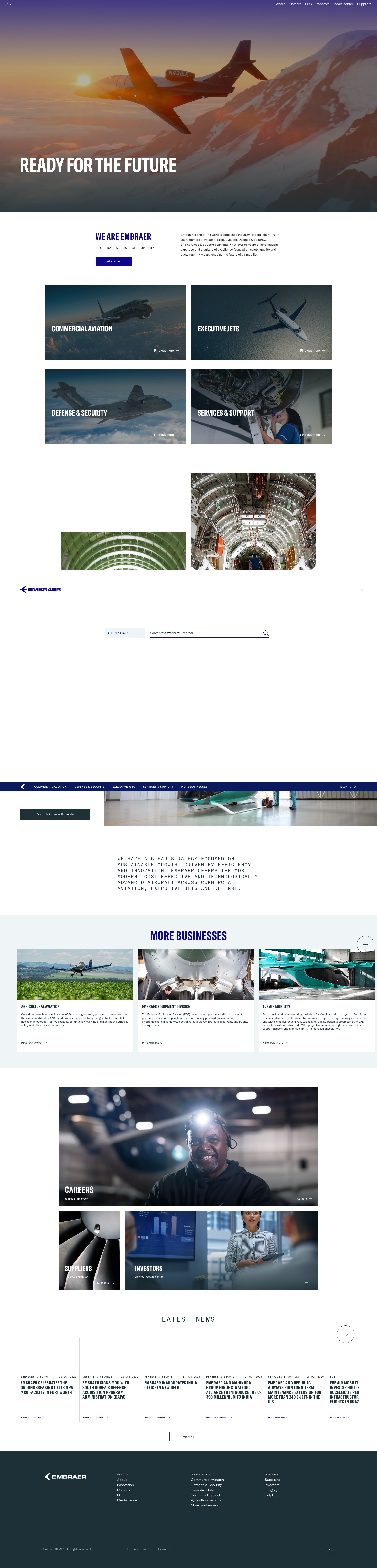 Screenshot of www.embraer.com