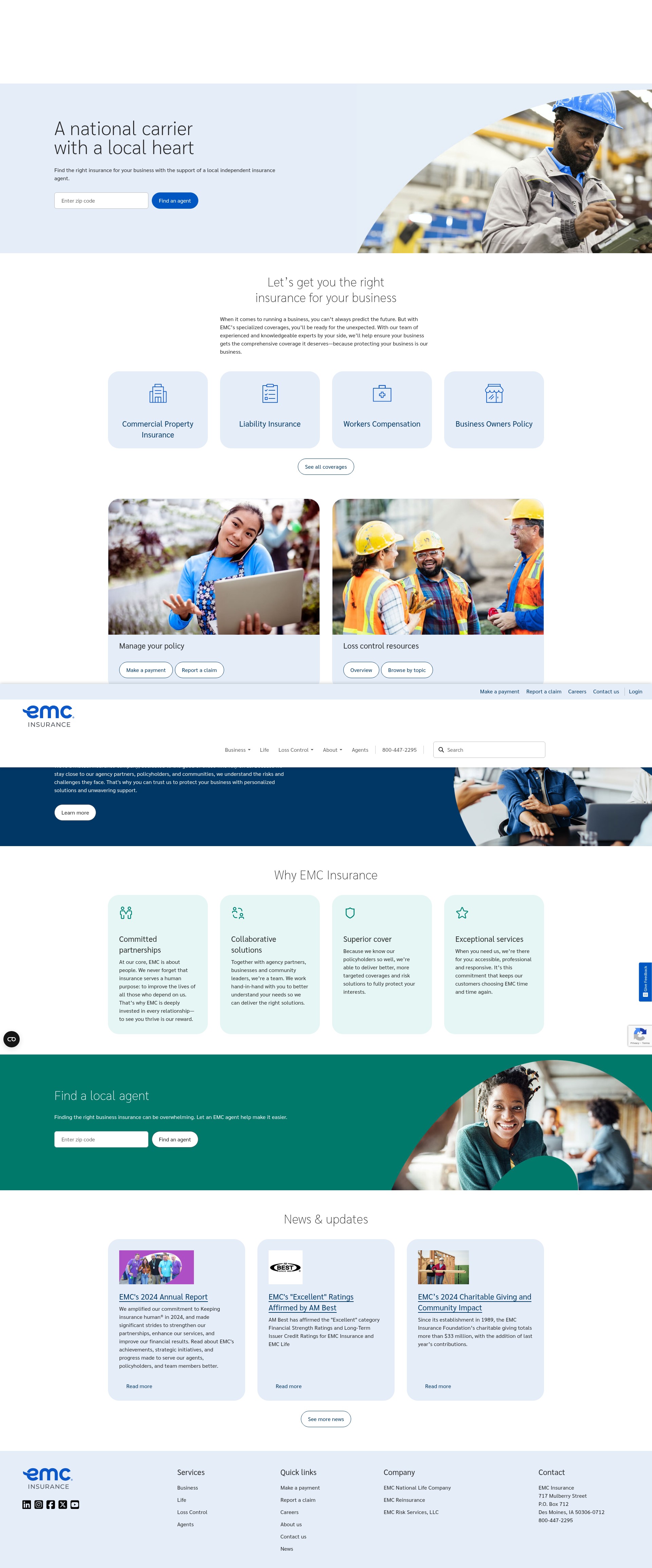 Screenshot of www.emcinsurance.com