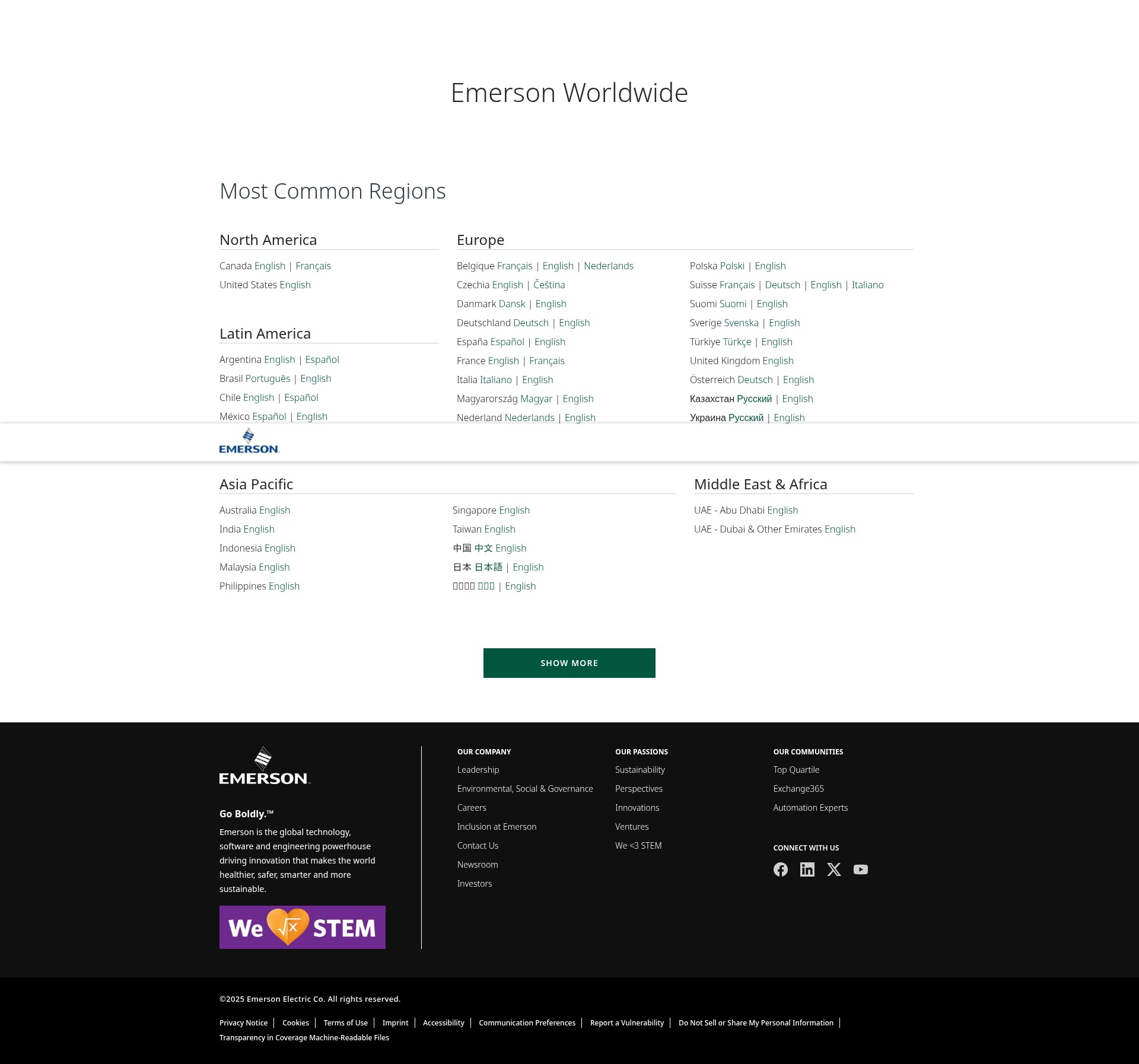 Screenshot of www.emerson.com