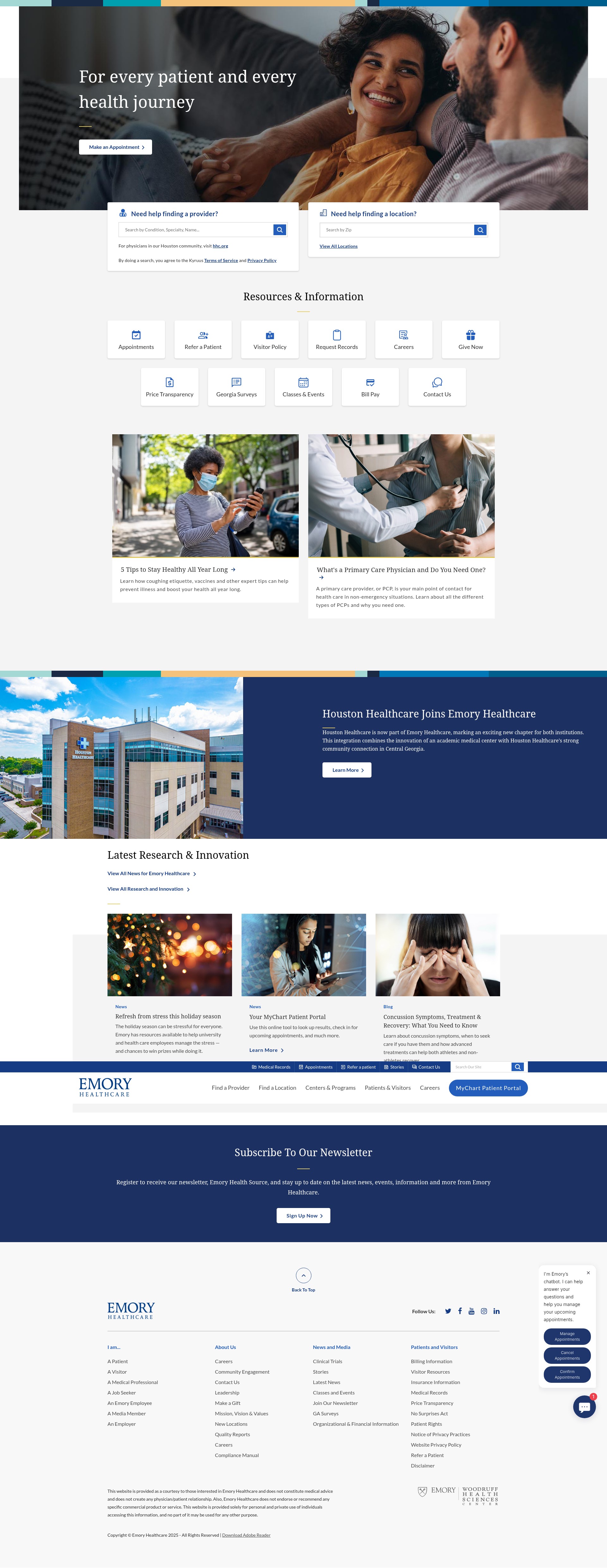 Screenshot of www.emoryhealthcare.org