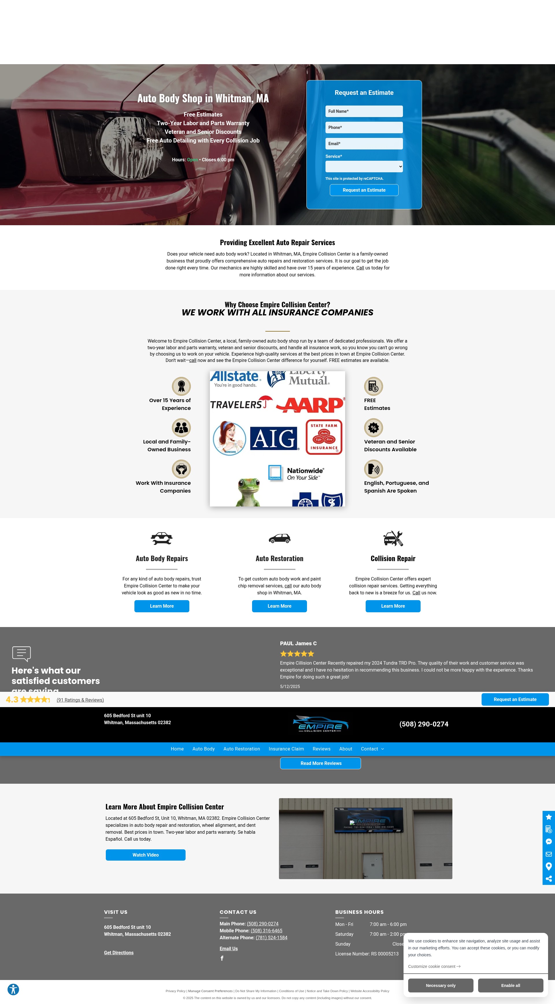Screenshot of www.empirecollisioncenterma.com