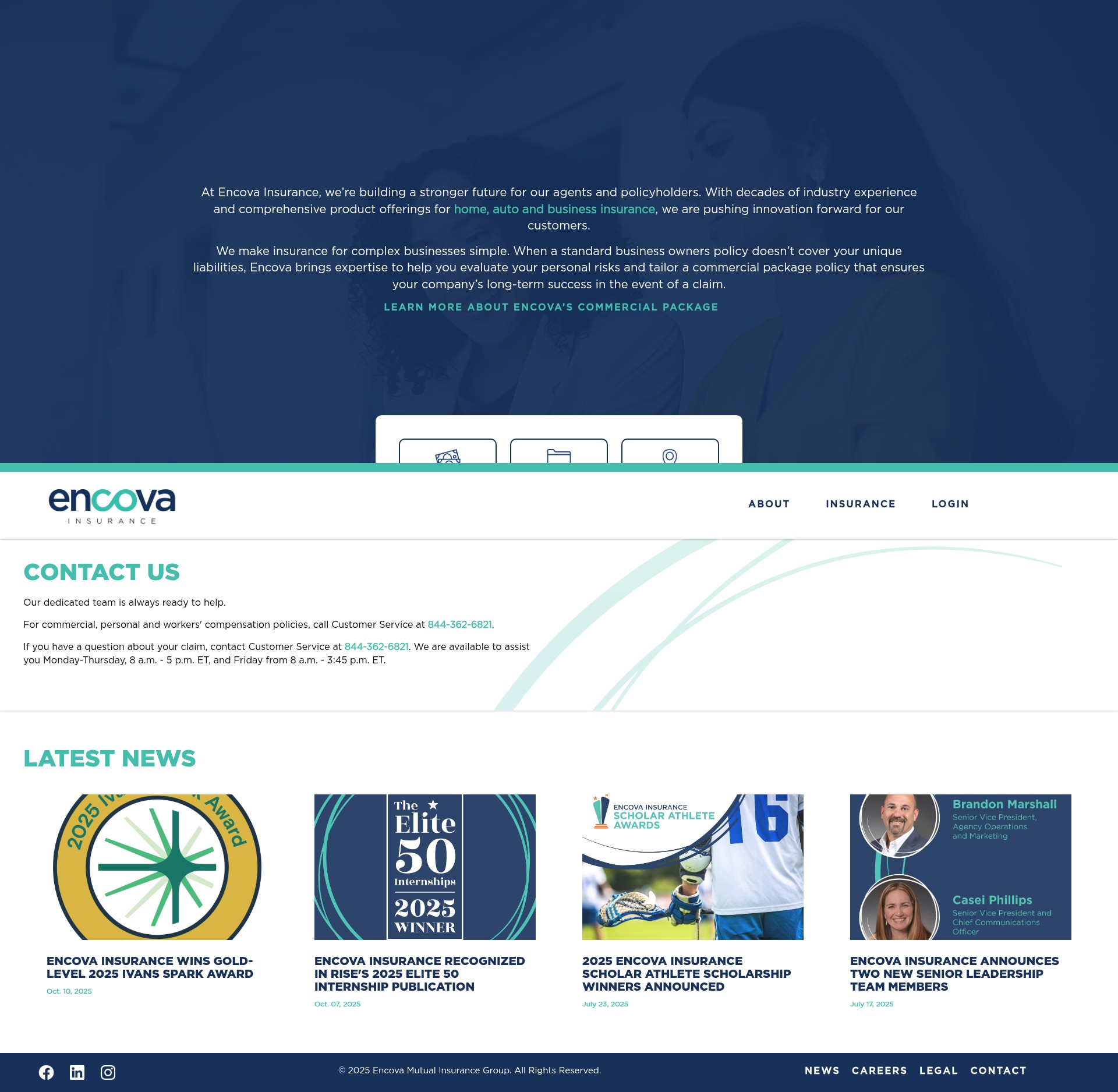 Screenshot of www.encova.com