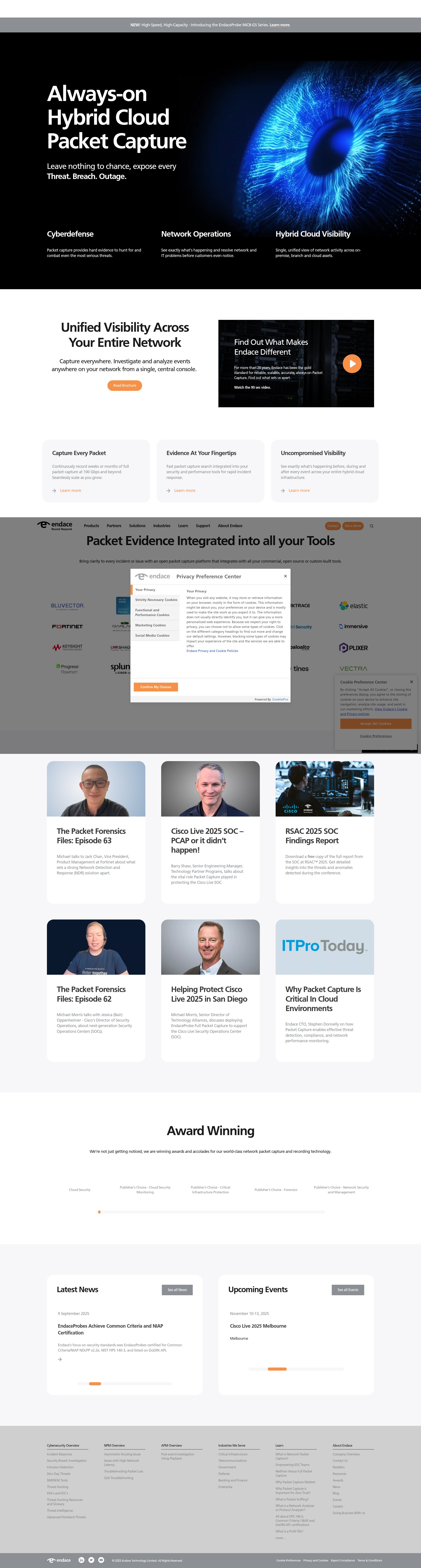 Screenshot of www.endace.com