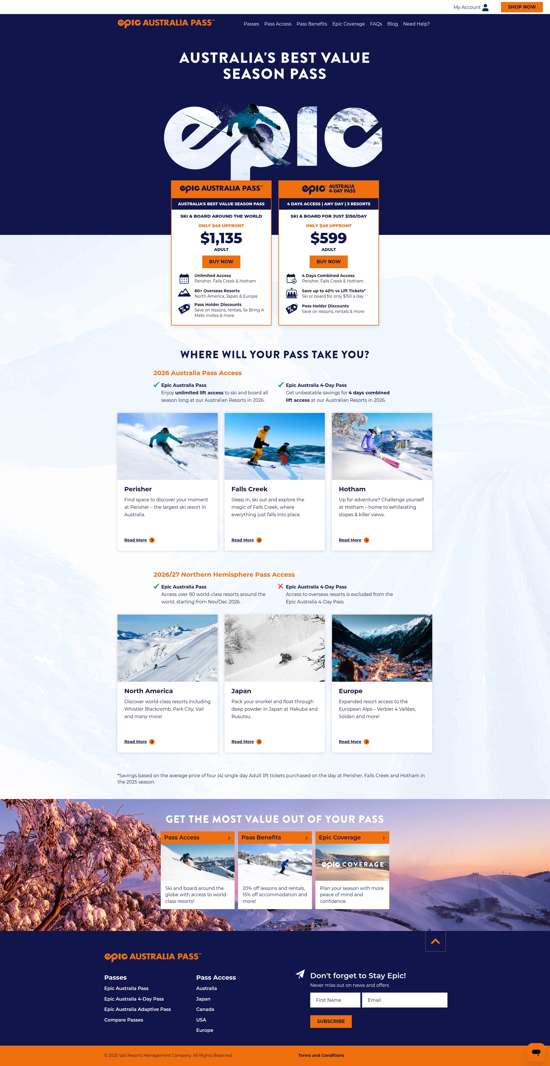 Screenshot of www.epicaustraliapass.com.au