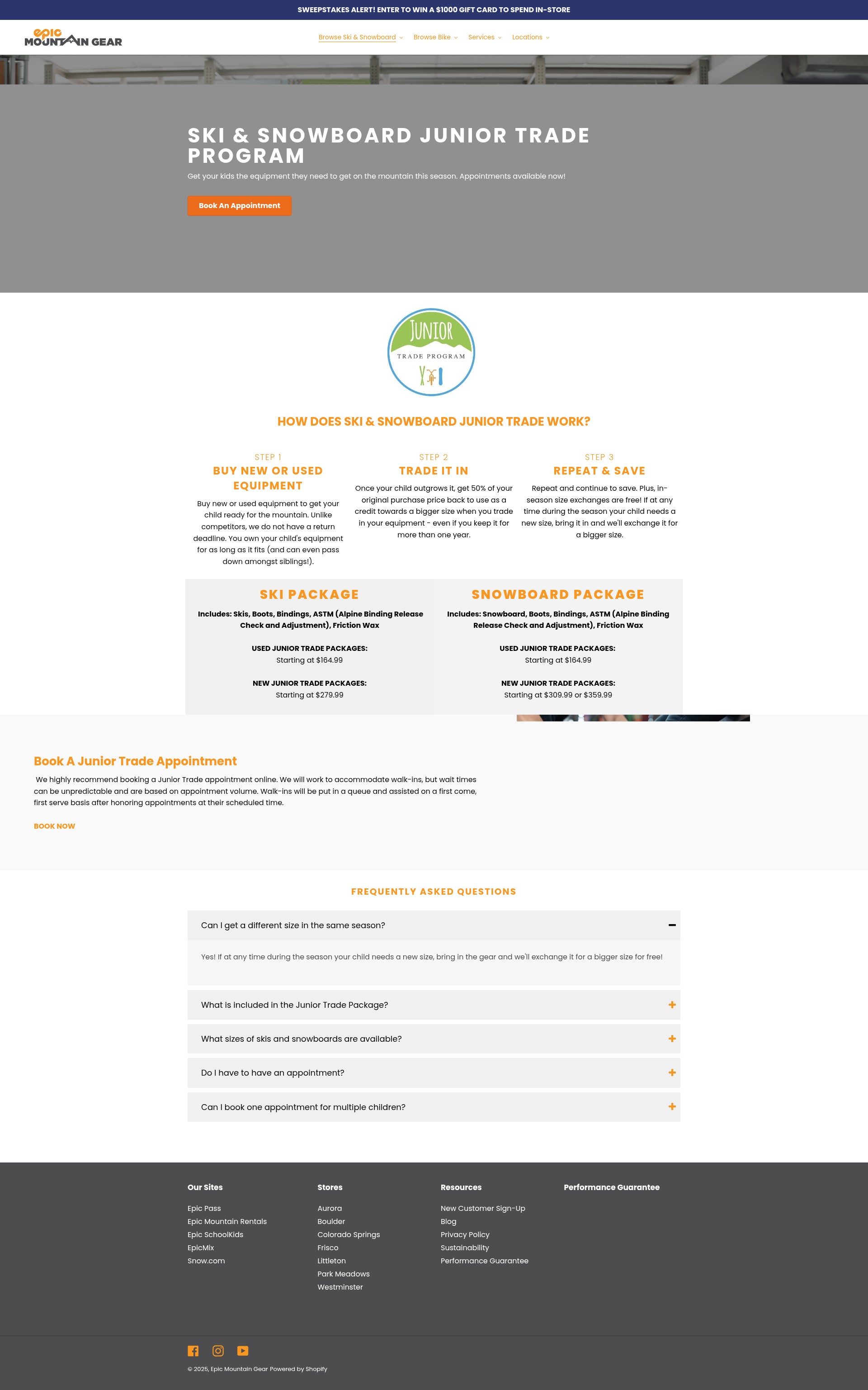 Screenshot of www.epicmountaingear.com