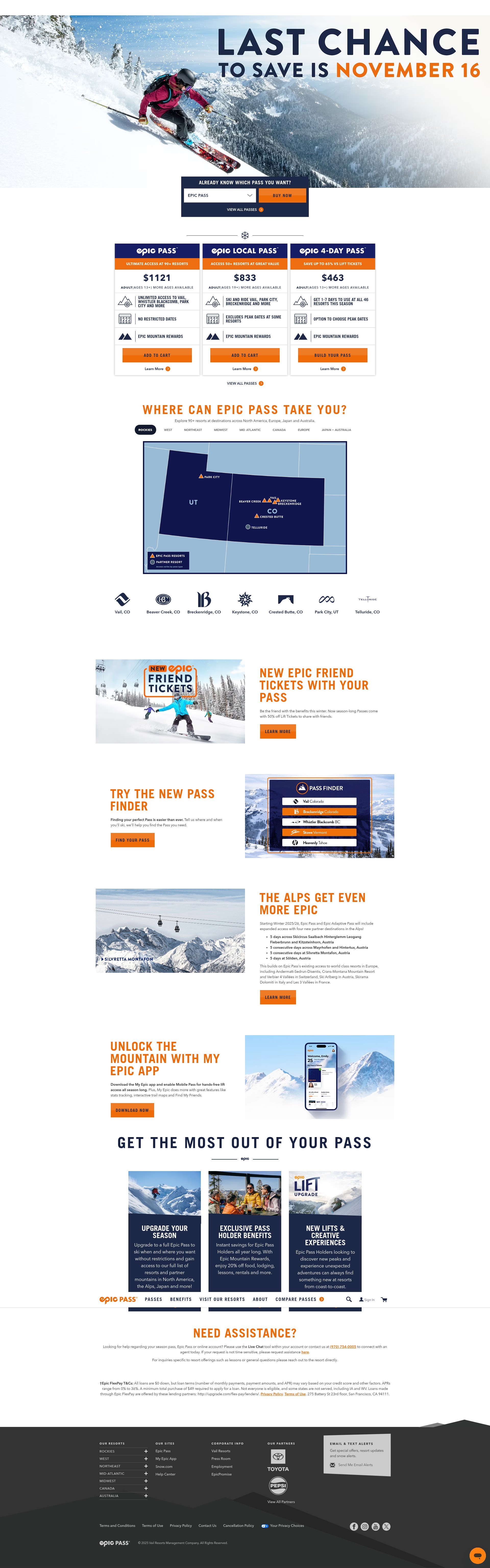 Screenshot of www.epicpass.com