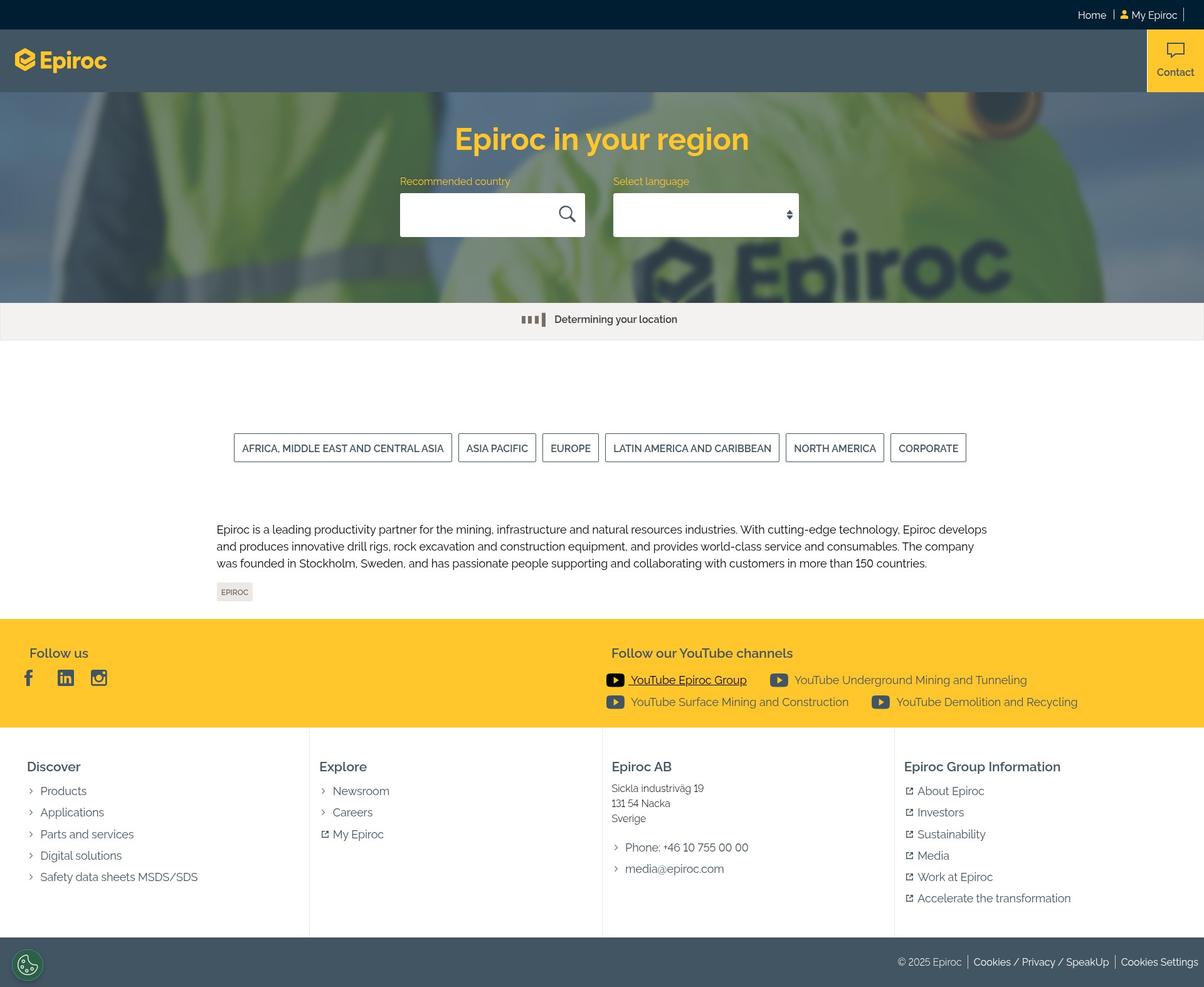 Screenshot of www.epiroc.com