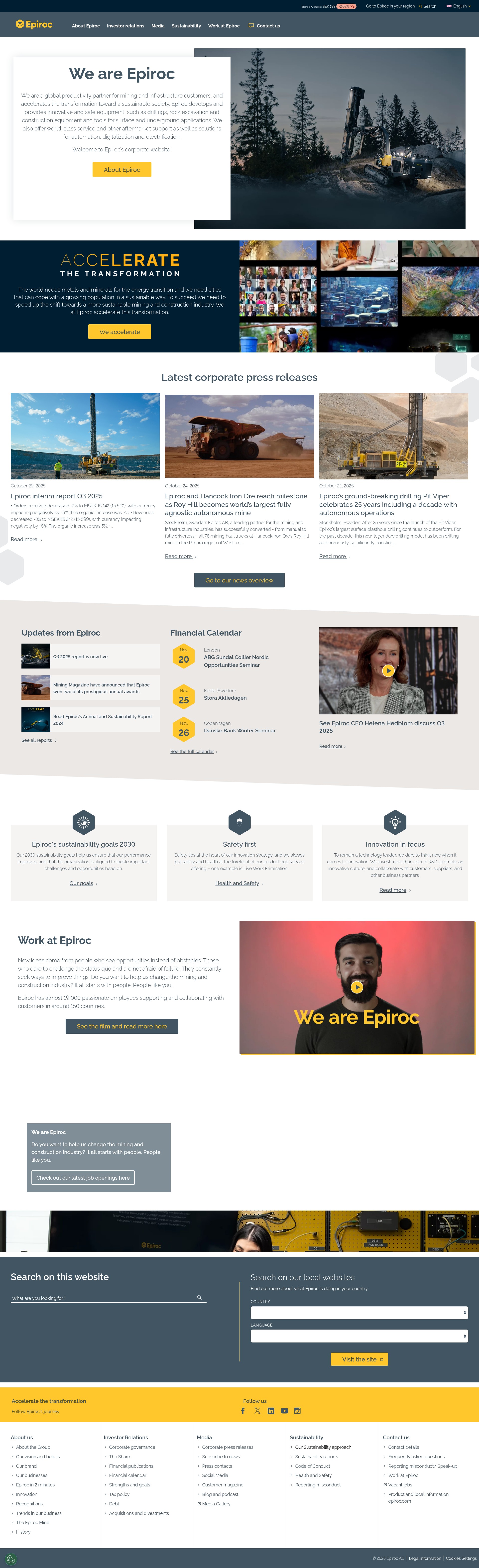 Screenshot of www.epirocgroup.com