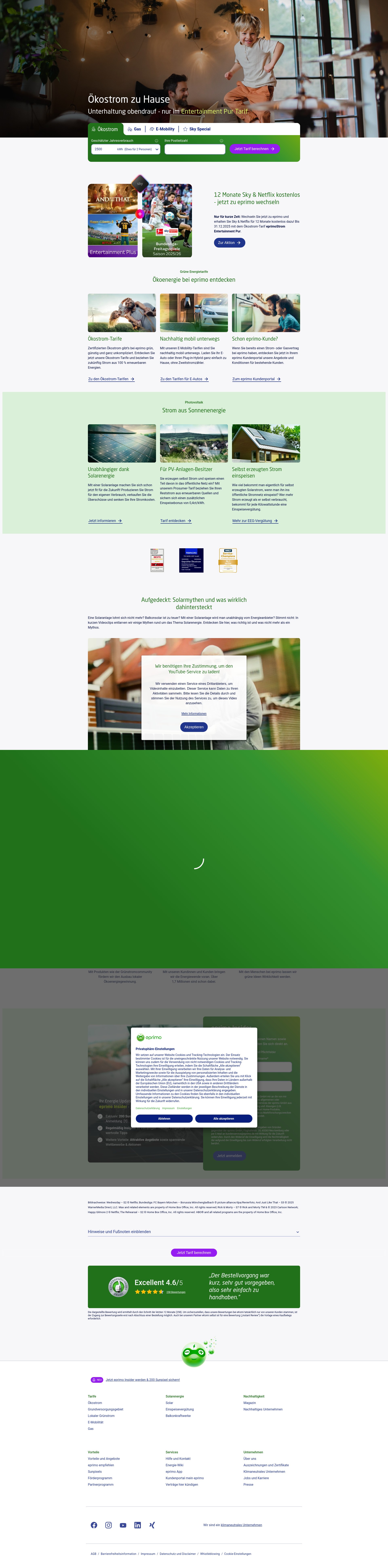 Screenshot of www.eprimo.de