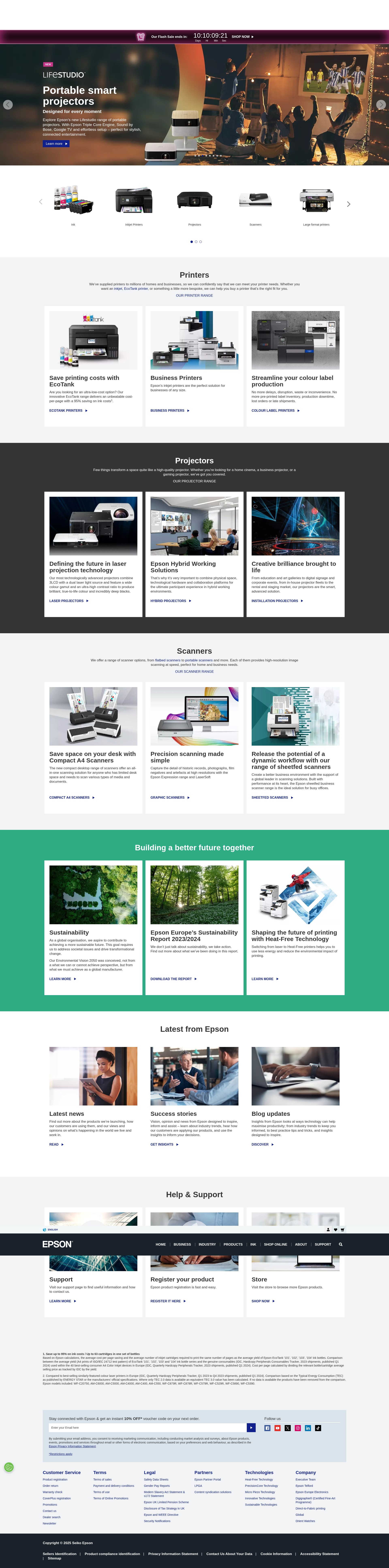 Screenshot of www.epson.co.uk