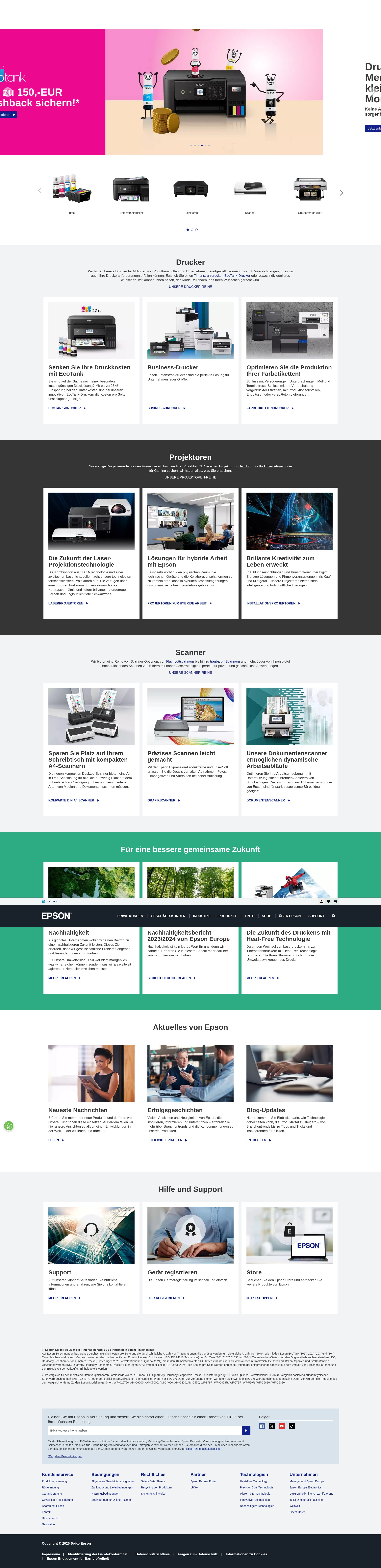 Screenshot of www.epson.de