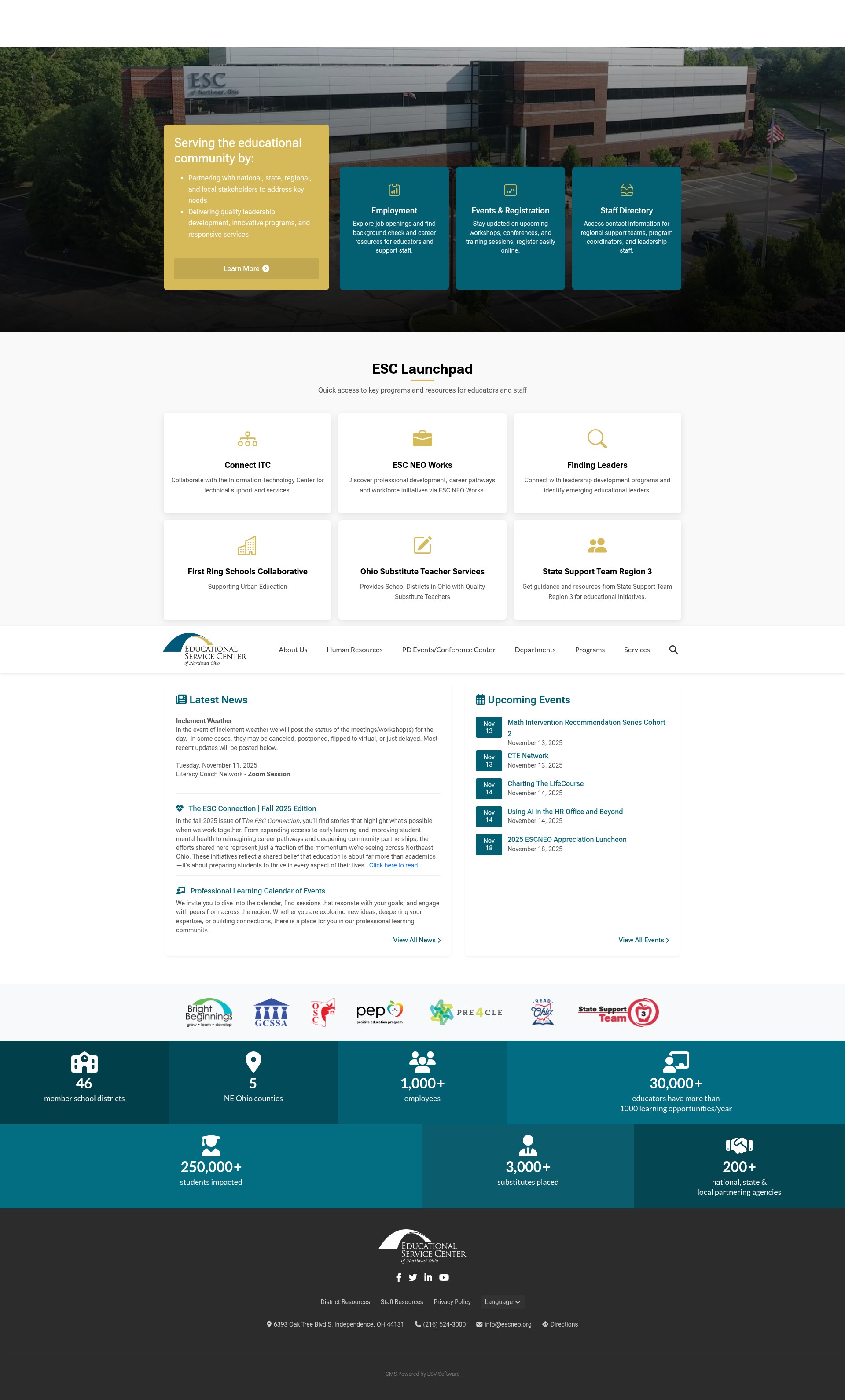 Screenshot of www.escneo.org