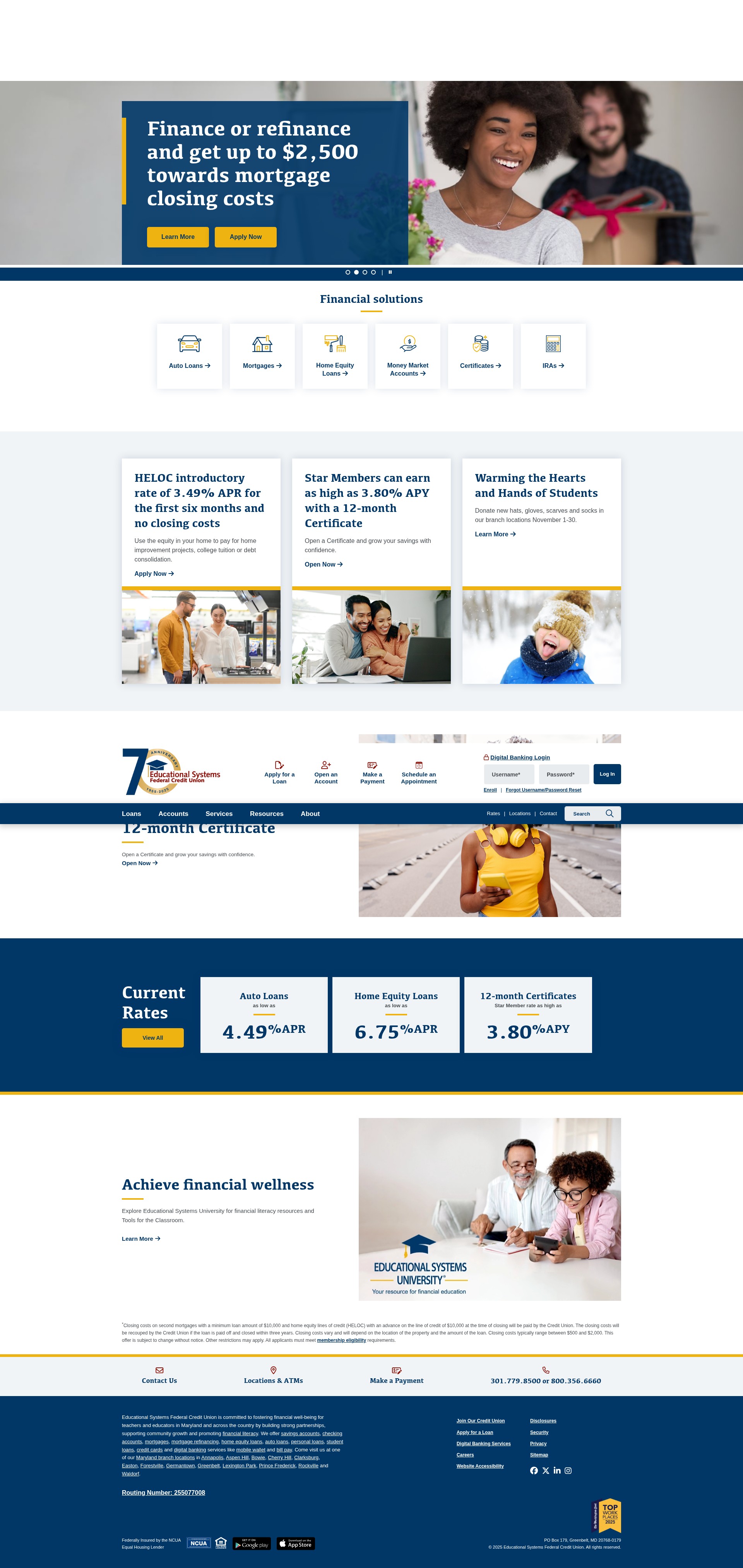 Screenshot of www.esfcu.org