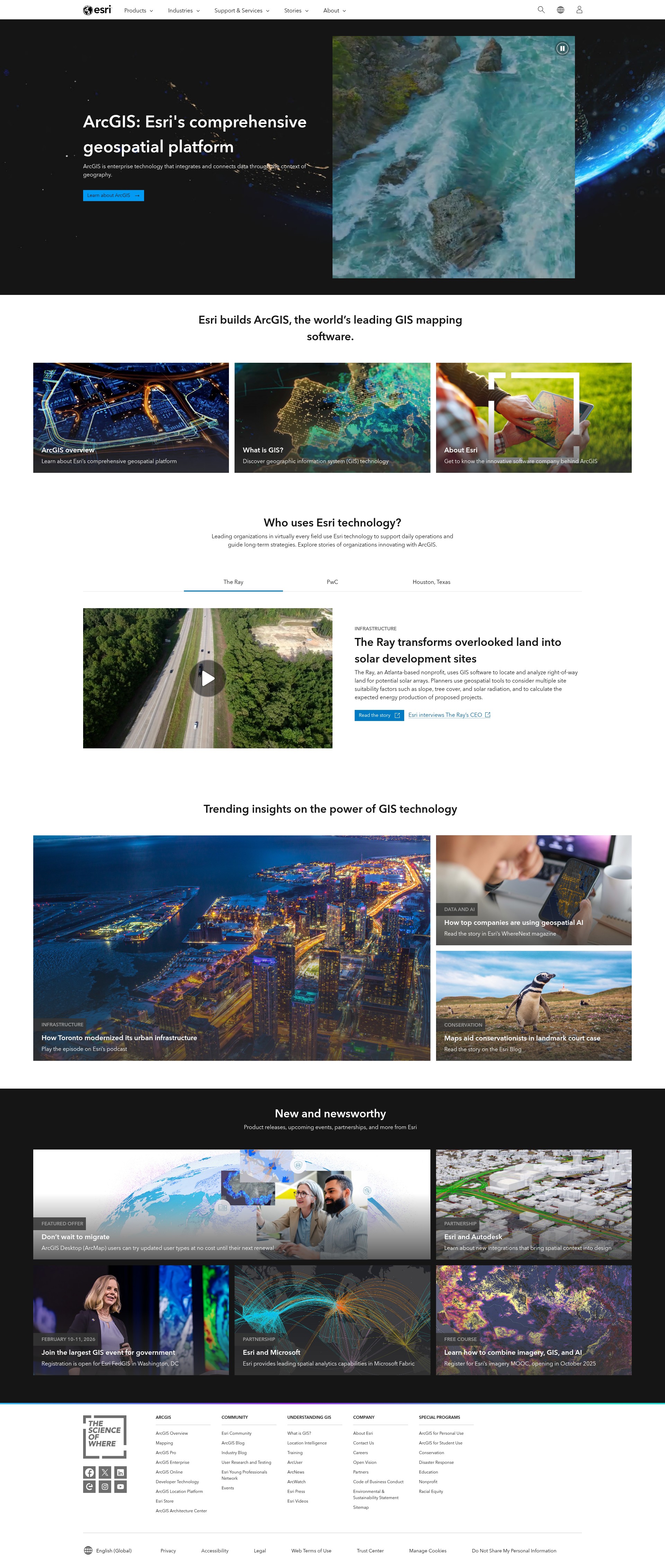 Screenshot of www.esri.com