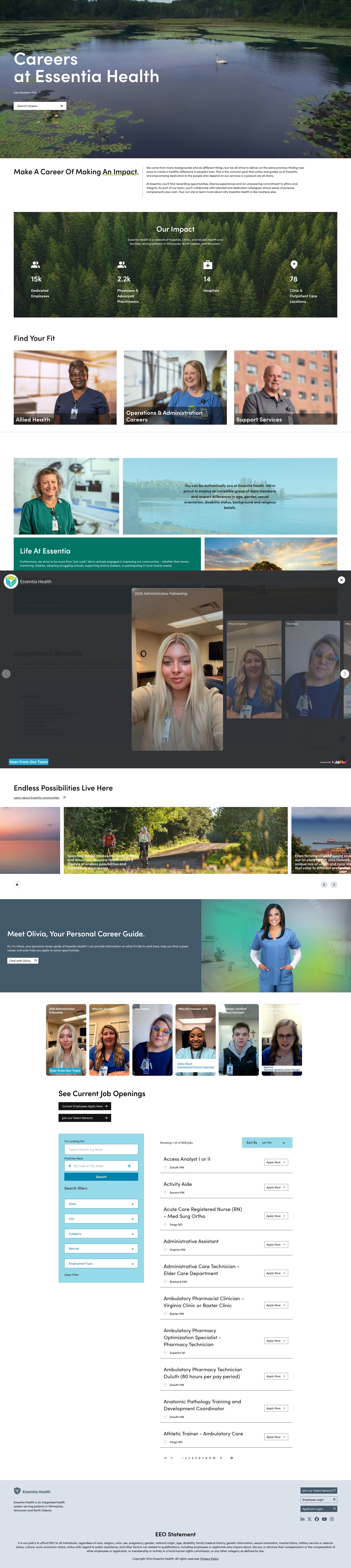Screenshot of www.essentiacareers.org