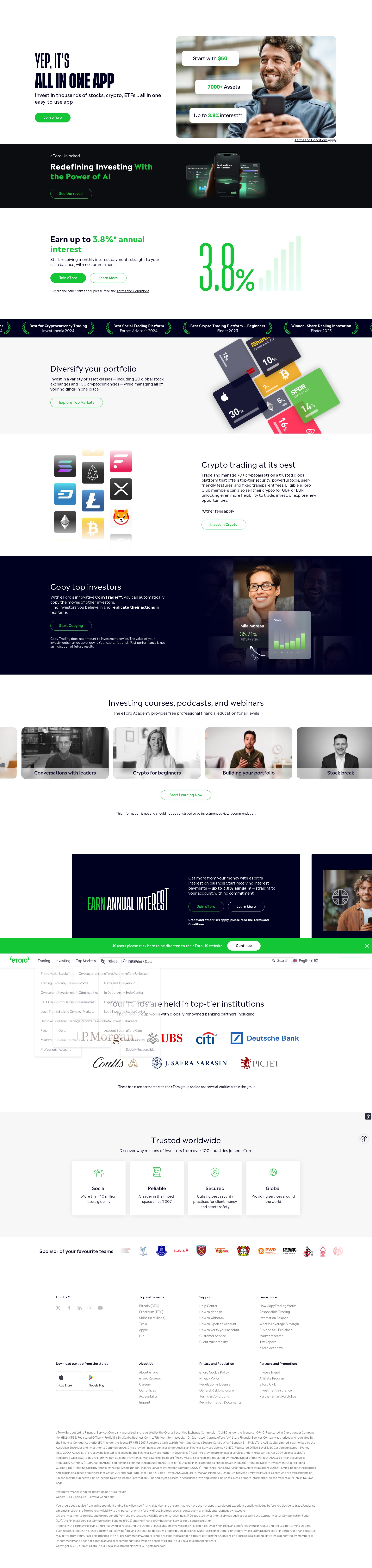 Screenshot of www.etoro.com