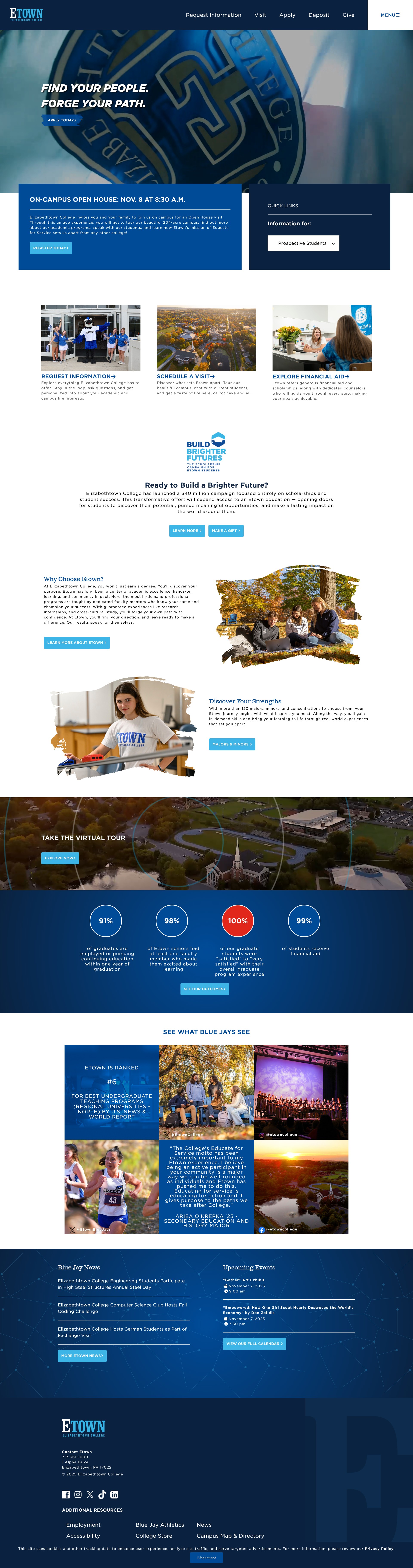 Screenshot of www.etown.edu