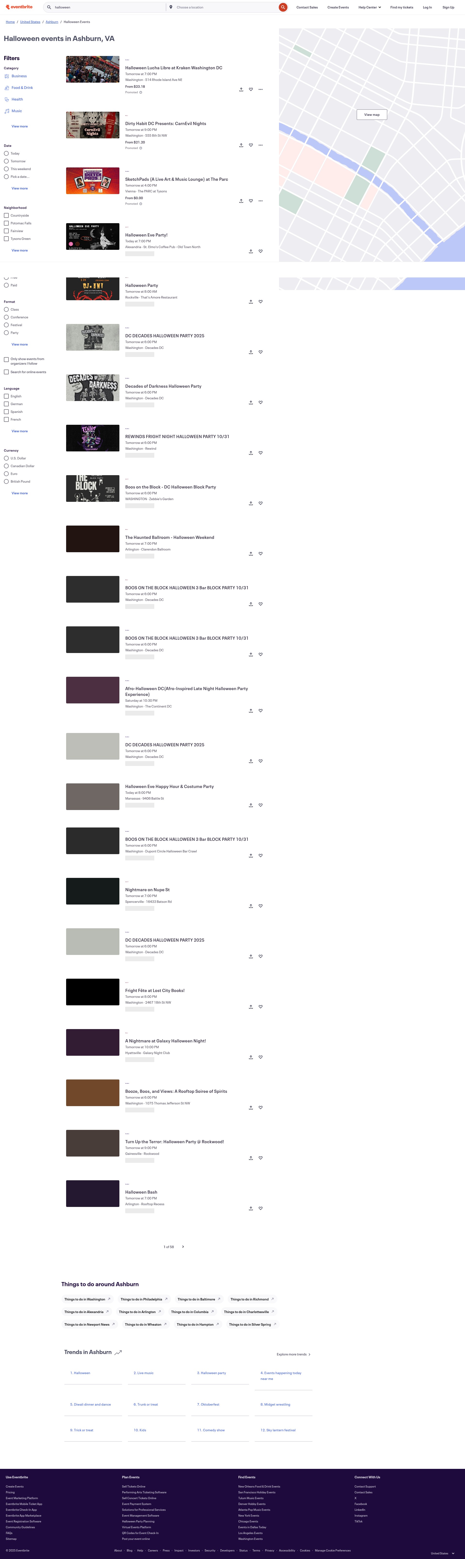 Screenshot of www.eventbrite.com