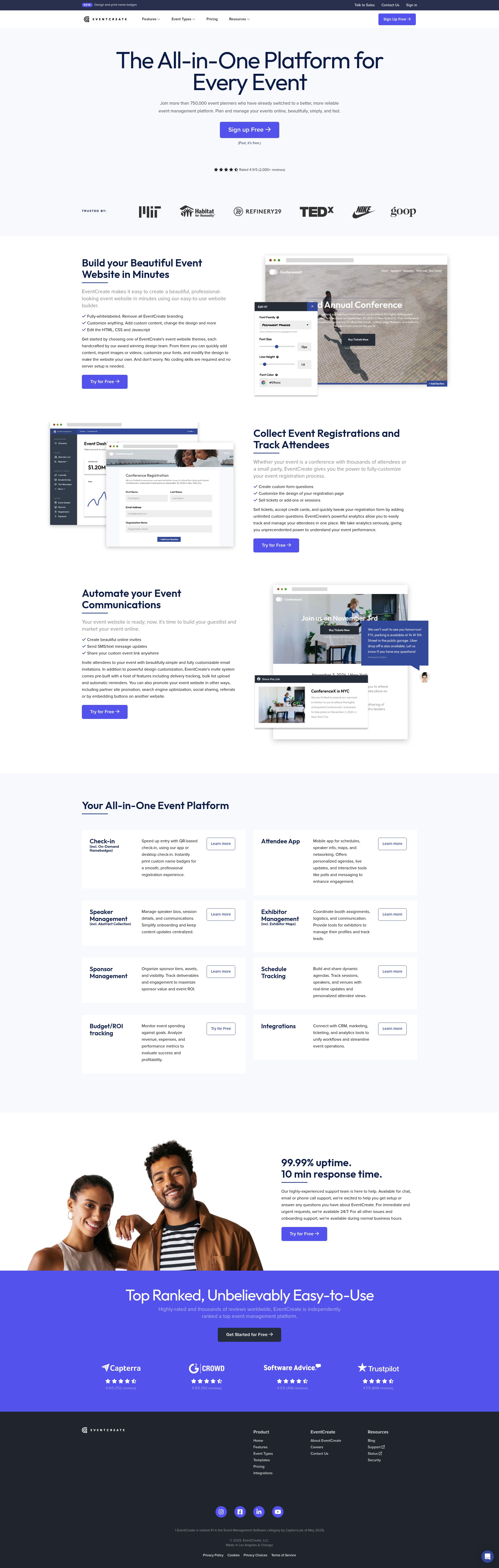 Screenshot of www.eventcreate.com