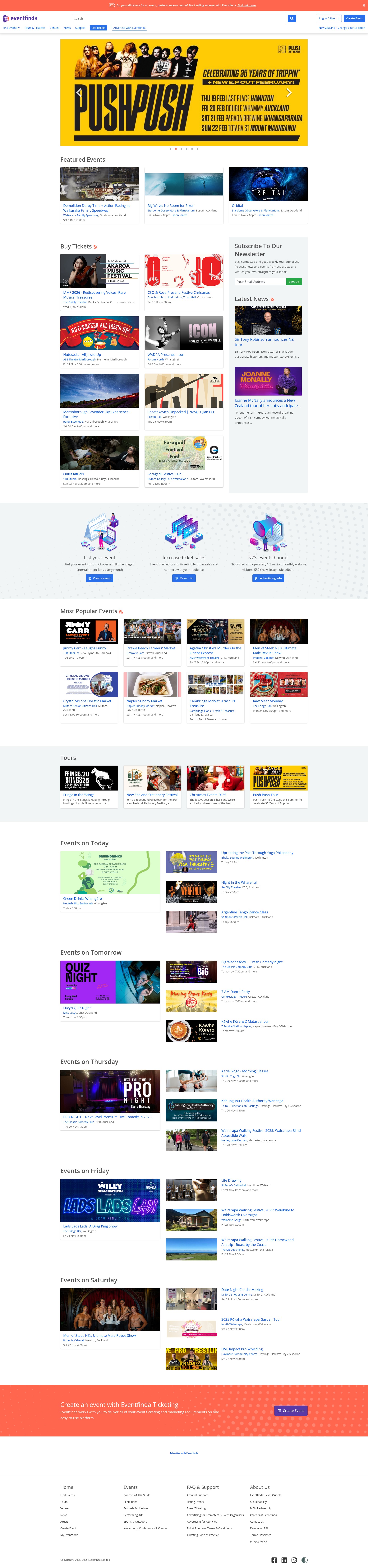 Screenshot of www.eventfinda.co.nz