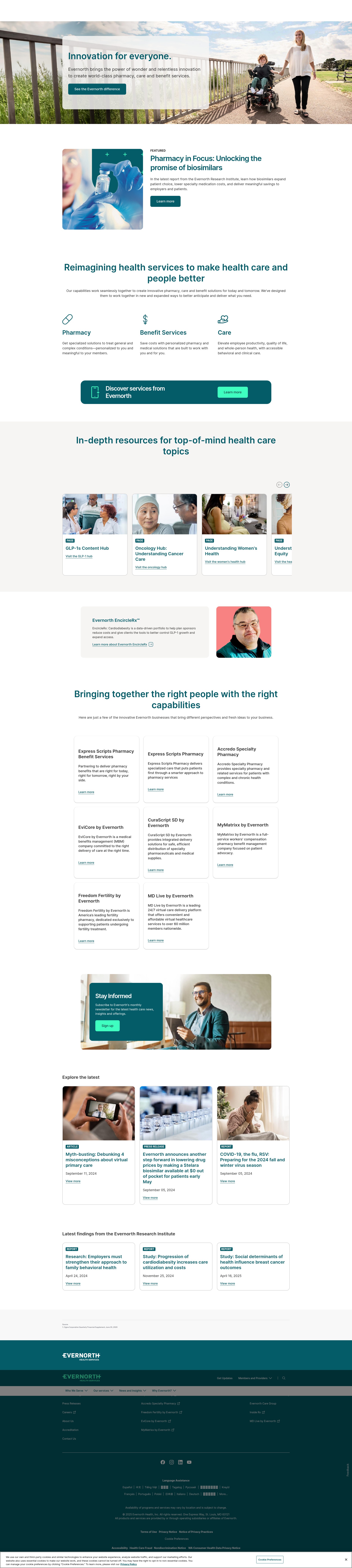 Screenshot of www.evernorth.com