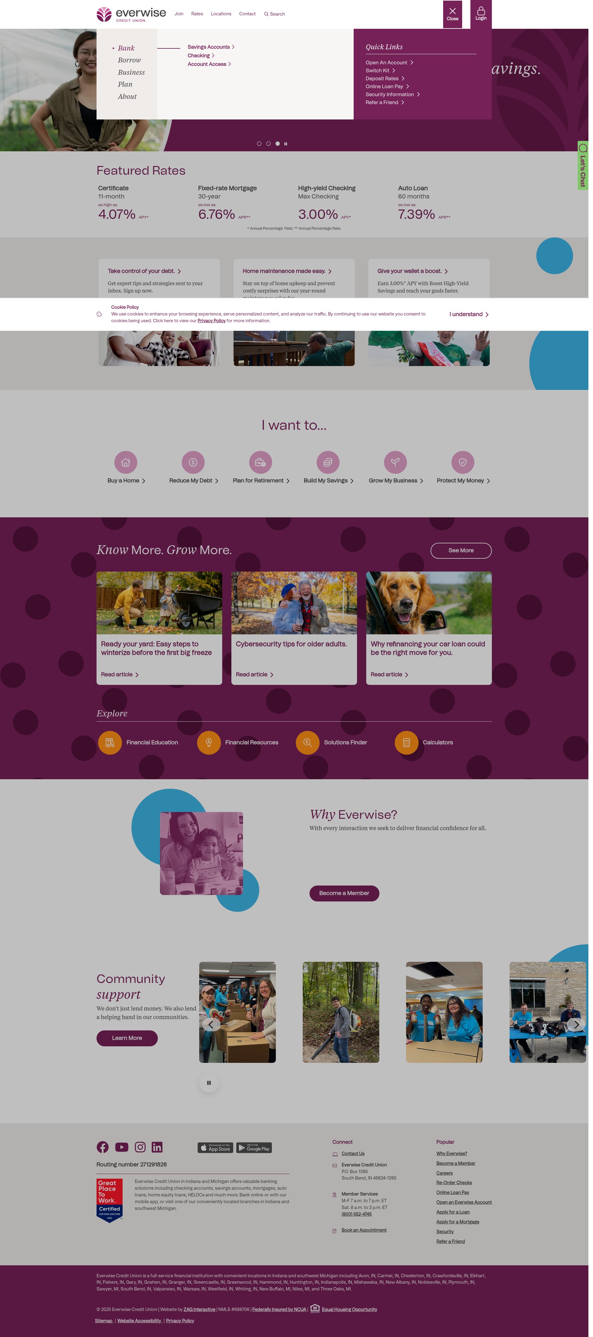 Screenshot of www.everwisecu.com