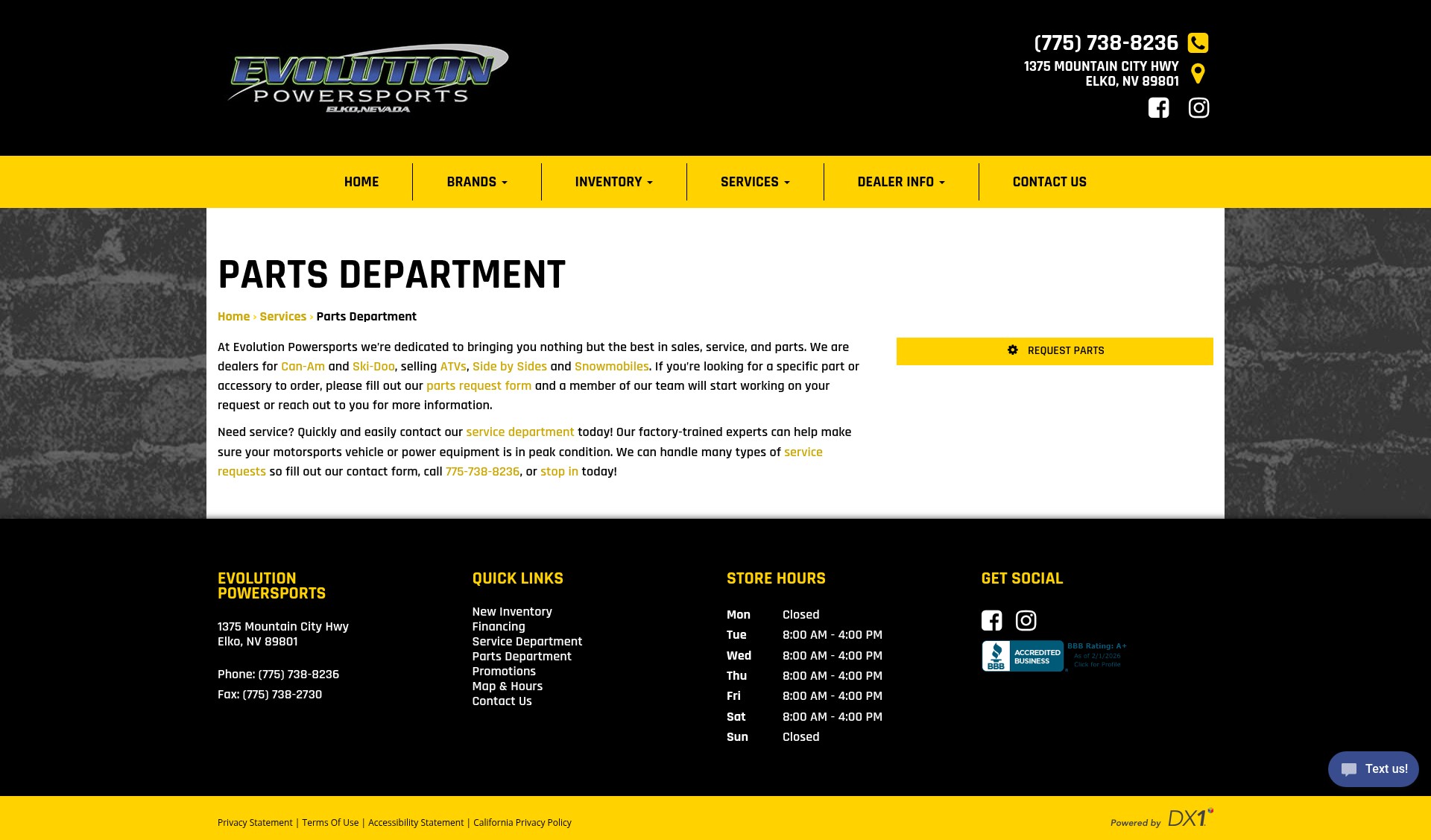 Screenshot of www.evolutionelko.com