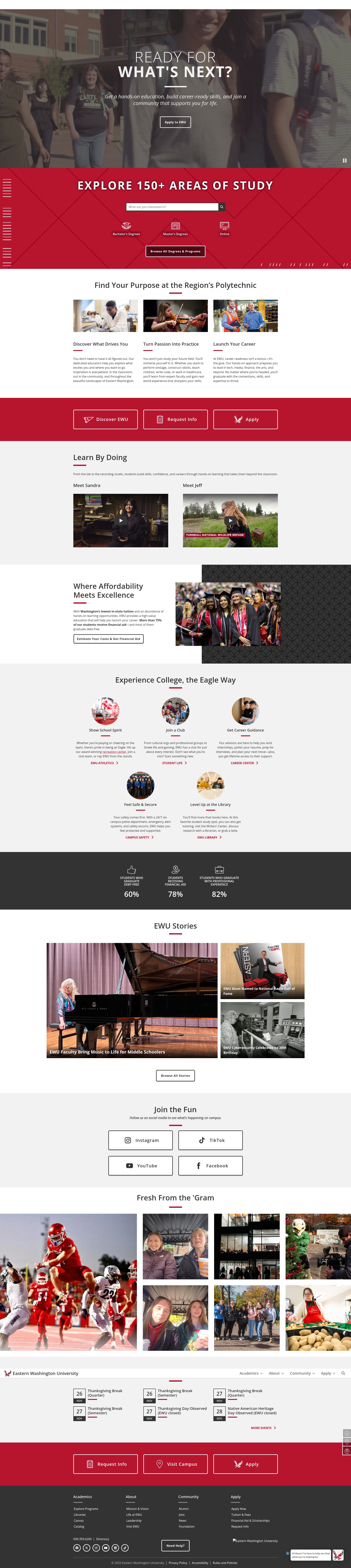 Screenshot of www.ewu.edu