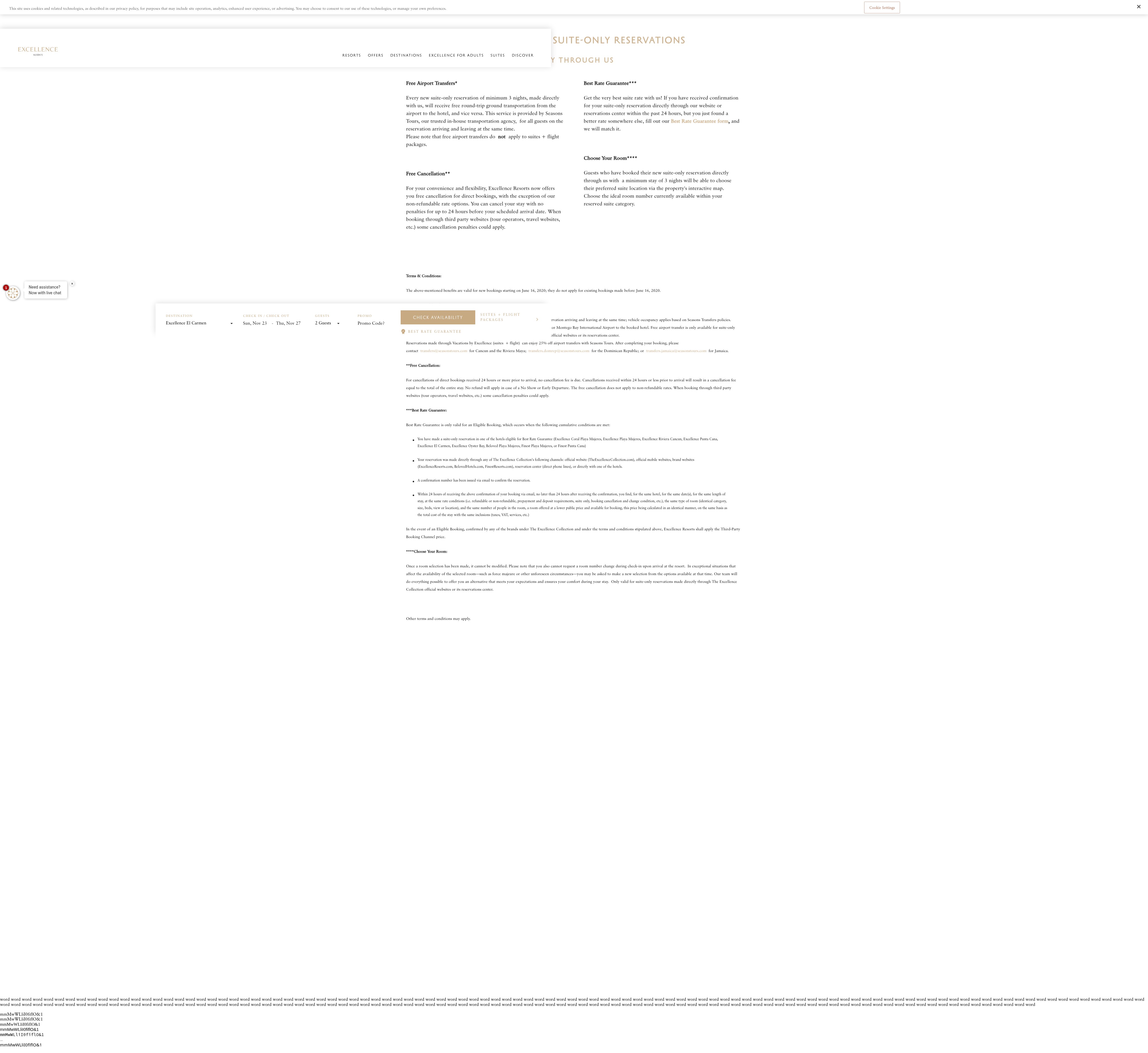Screenshot of www.excellenceresorts.com