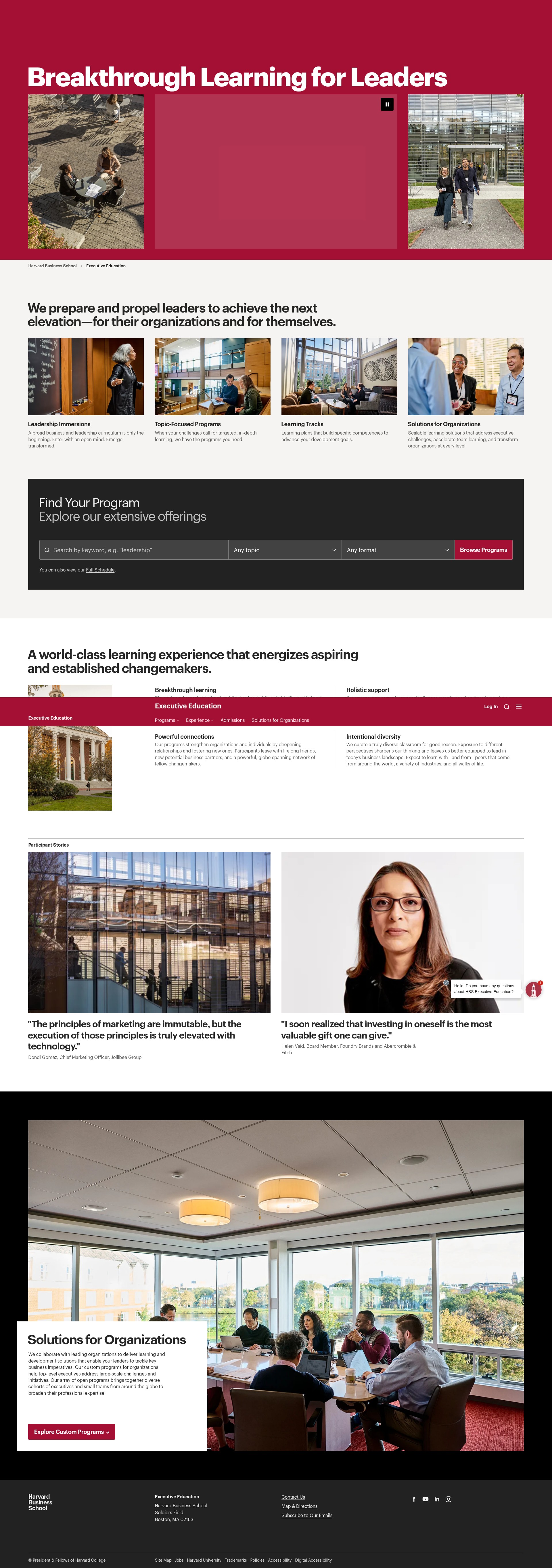 Screenshot of www.exed.hbs.edu