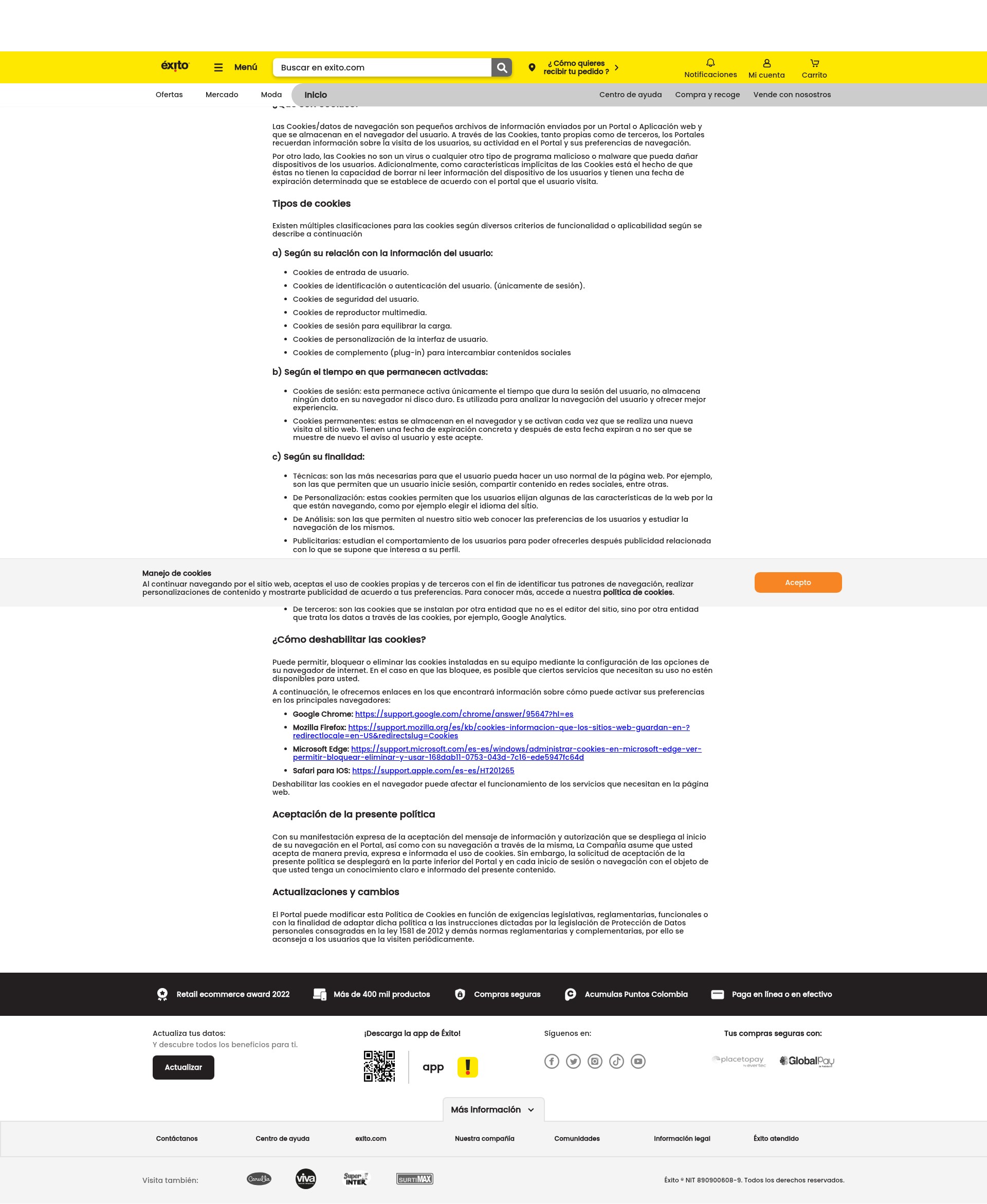 Screenshot of www.exito.com