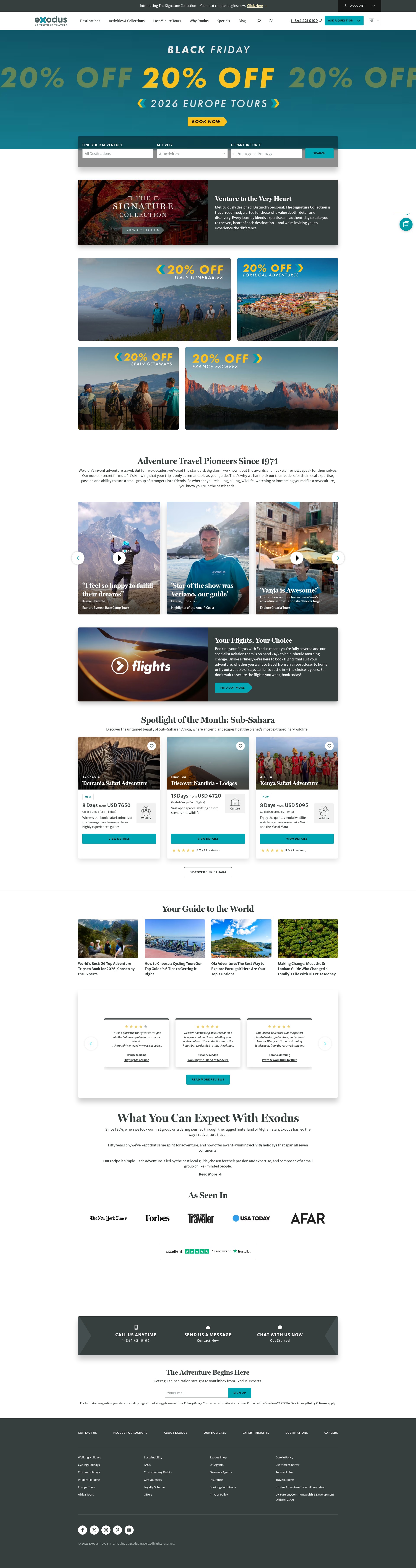 Screenshot of www.exodustravels.com